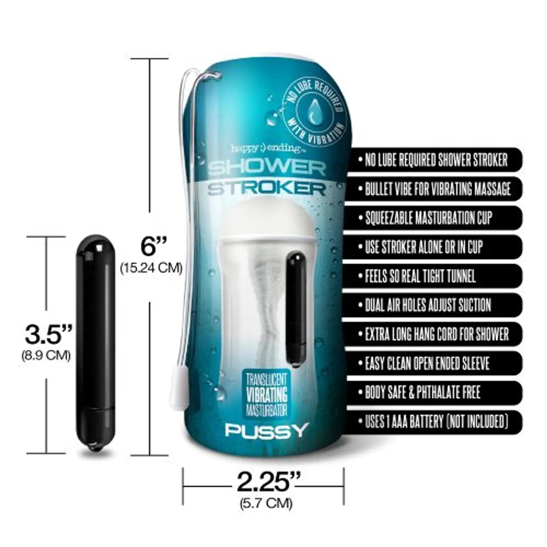 HAPPY ENDING VIBRATING SHOWER STROKER PXSSY Global Novelties