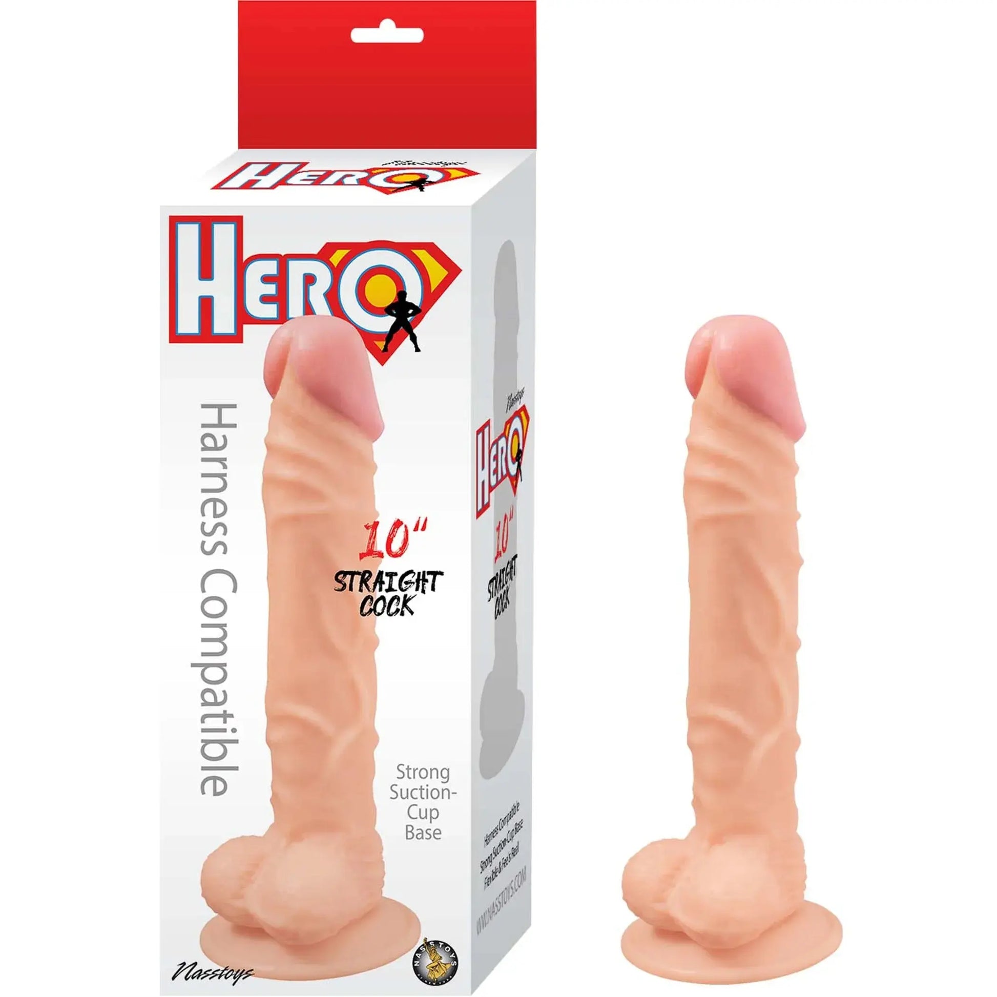 HERO 10IN STRAIGHT COCK WHITE Nasstoys
