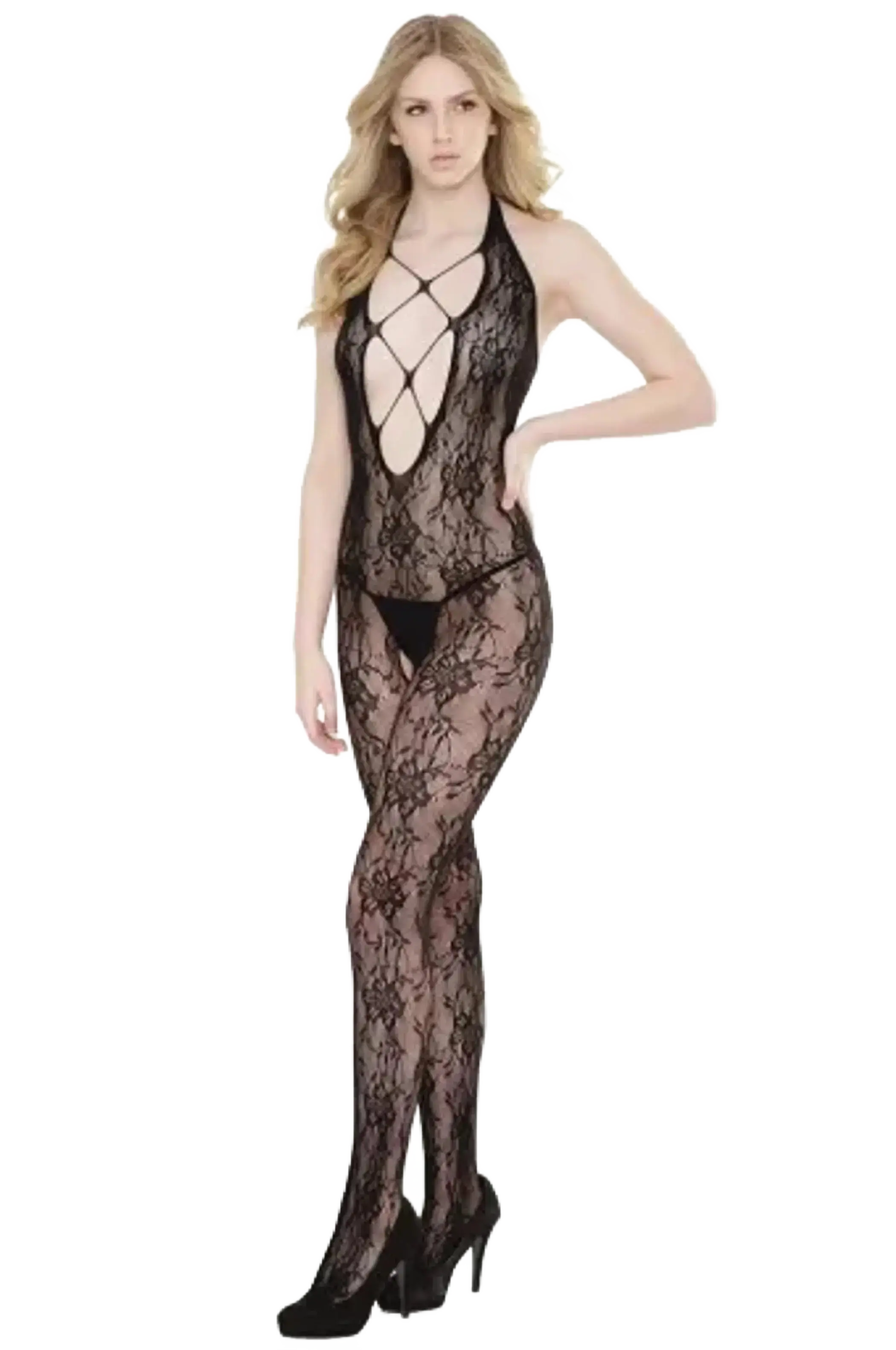Coquette Halter Crotchless Body Stocking Coquette