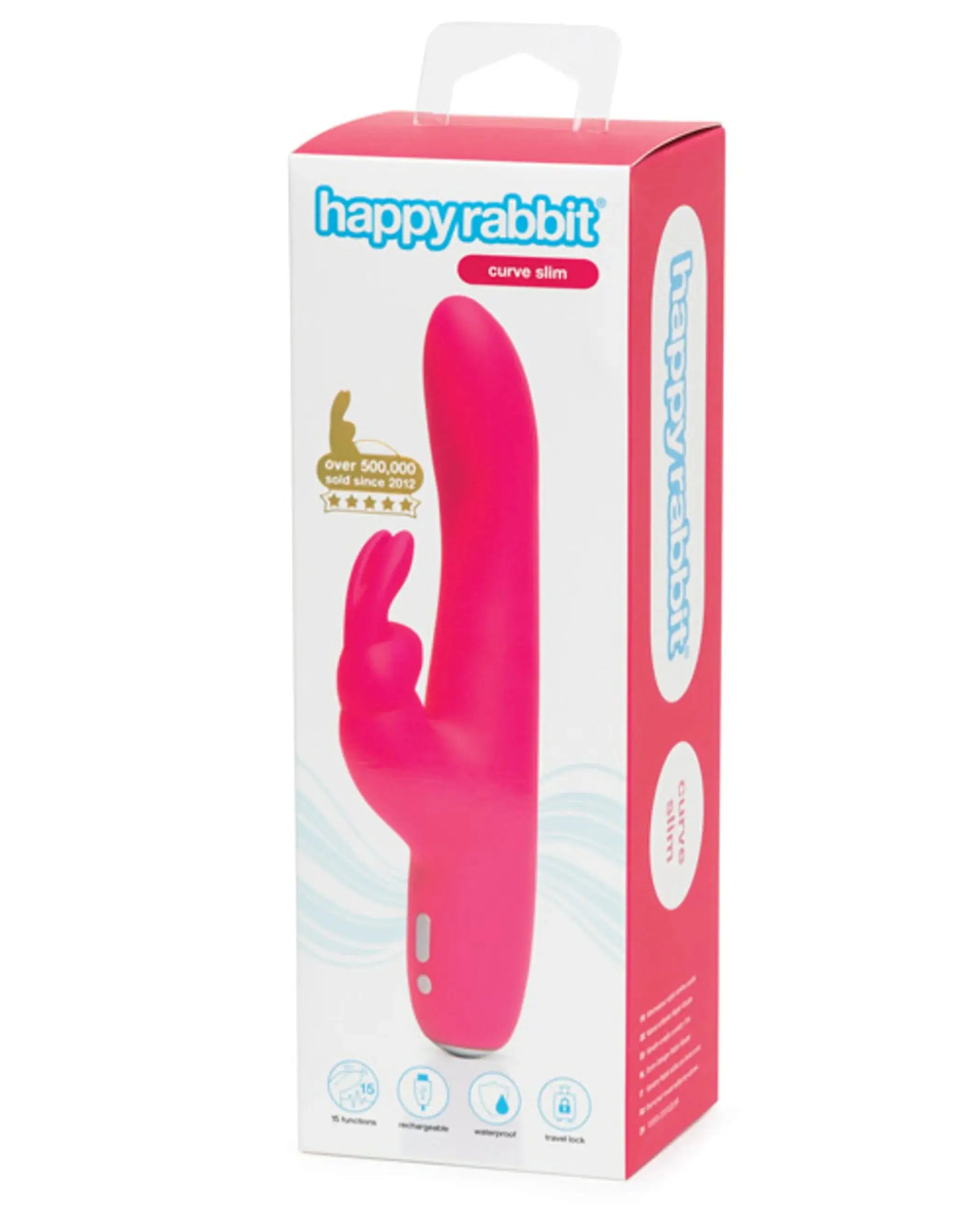 Happy Rabbit Slimline Curve Rechargeable Vibrator Pink Love Honey
