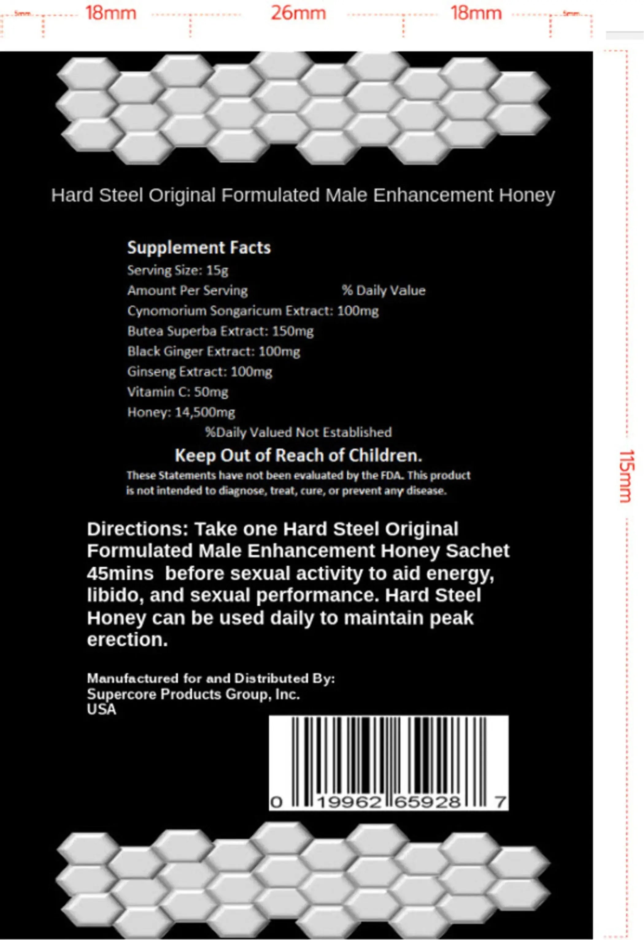 Hard Steel Honey Sachet Supercore Products Group