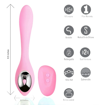 HARMONIE PINK BENDABLE DUAL VIBRATOR W/ REMOTE CONTROL Maia Toys
