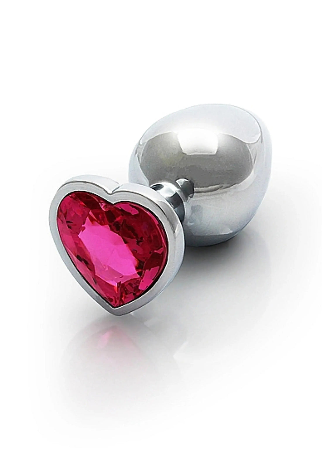 Heart Gem Butt Plug Medium Silver Rubellite Pink SHOTS AMERICA