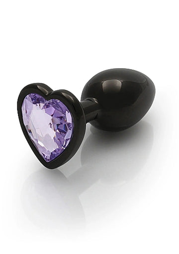 Heart Gem Butt Plug Small Gunmetal Amethyst SHOTS AMERICA