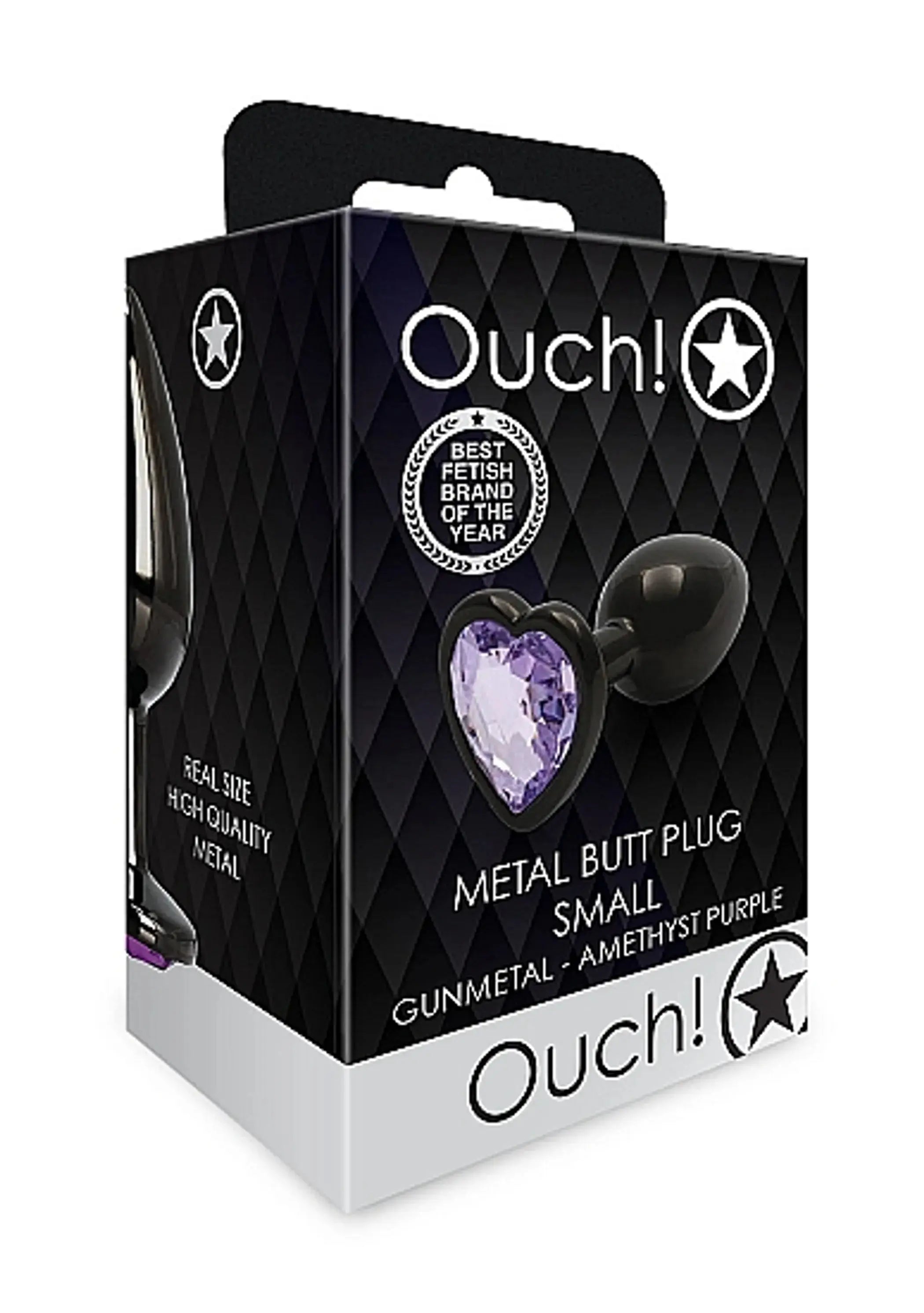 Heart Gem Butt Plug Small Gunmetal Amethyst SHOTS AMERICA