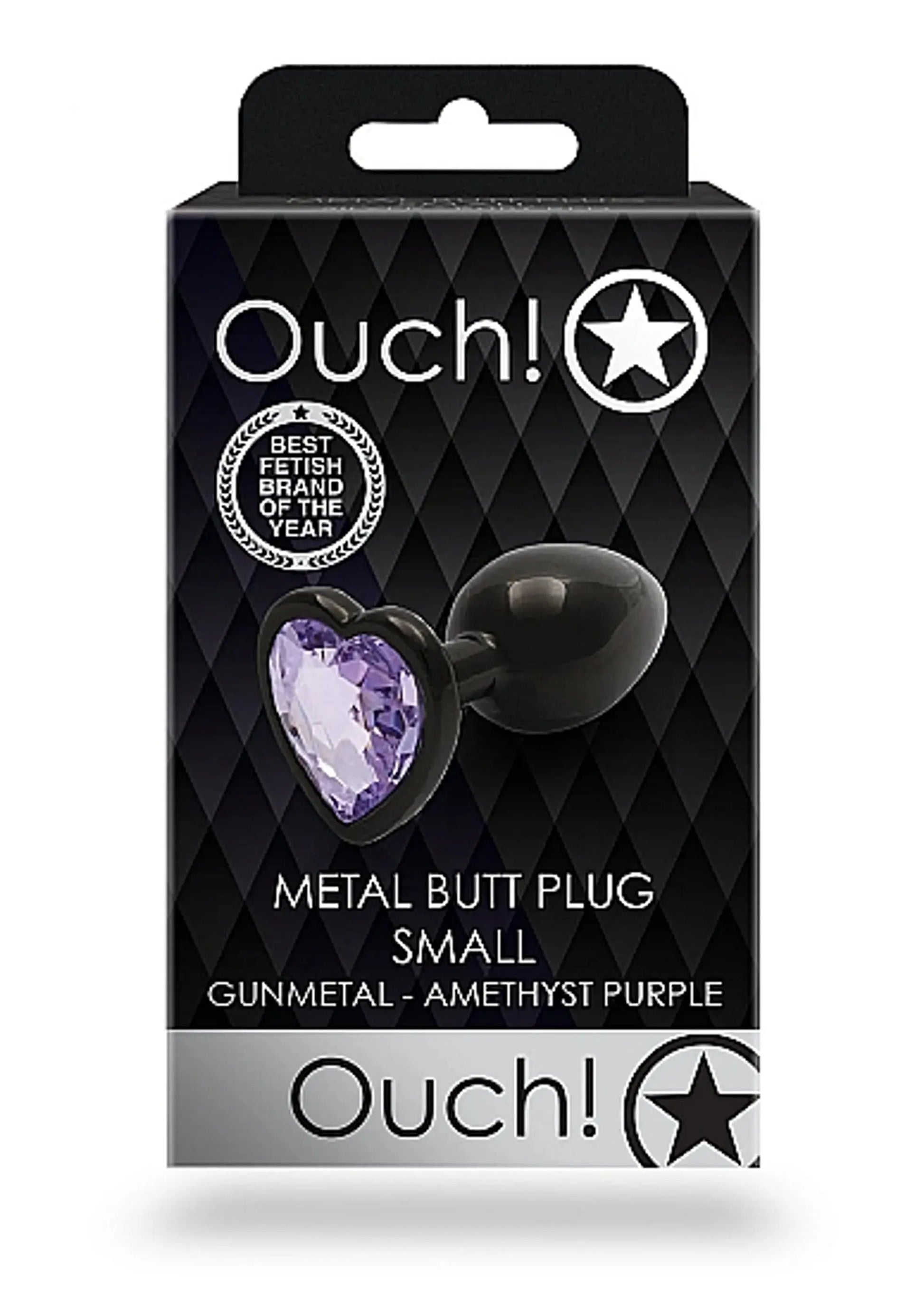 Heart Gem Butt Plug Small Gunmetal Amethyst SHOTS AMERICA