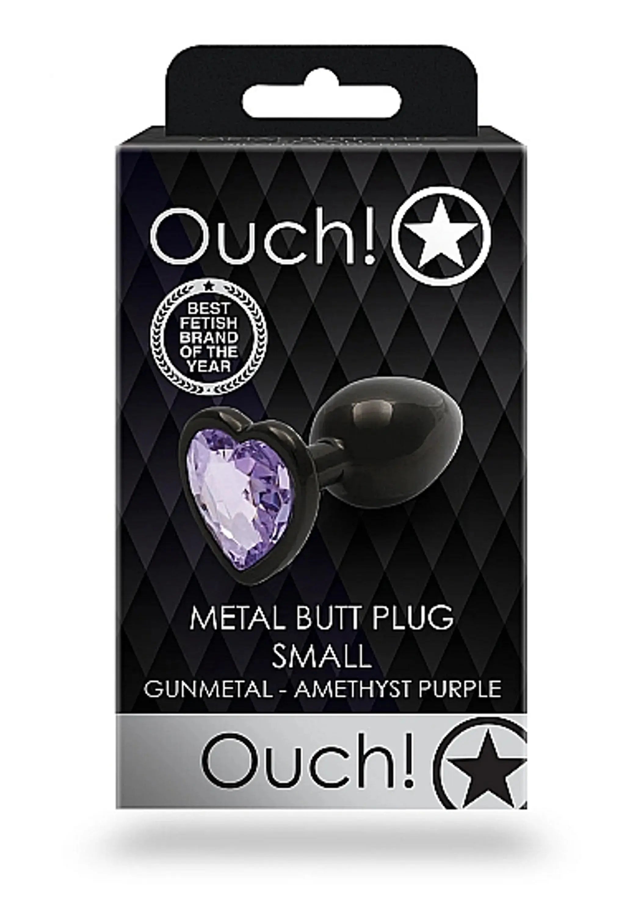 Heart Gem Butt Plug Small Gunmetal Amethyst SHOTS AMERICA