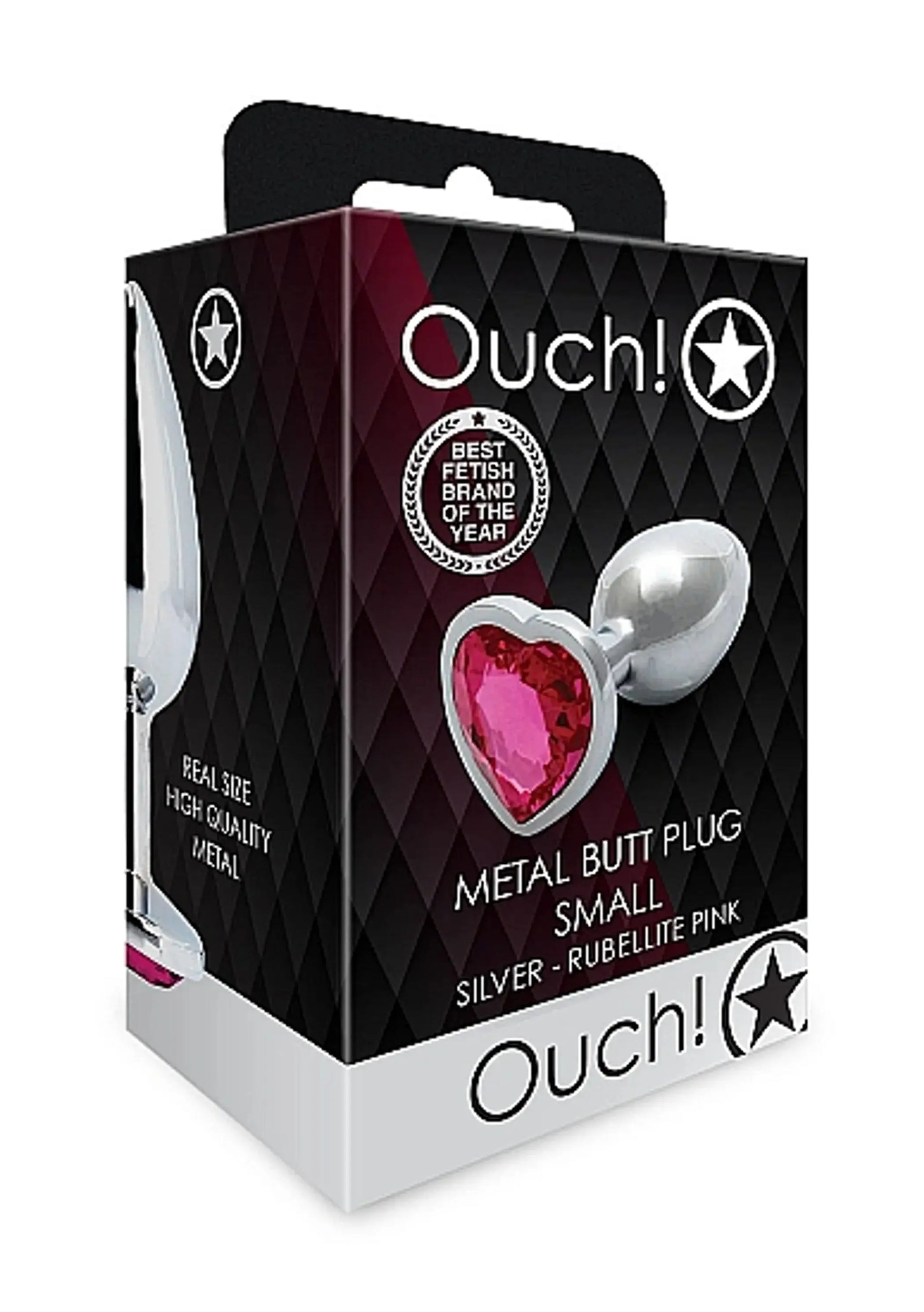 Heart Gem Small Butt Plug Silver Rubellite Pink SHOTS AMERICA