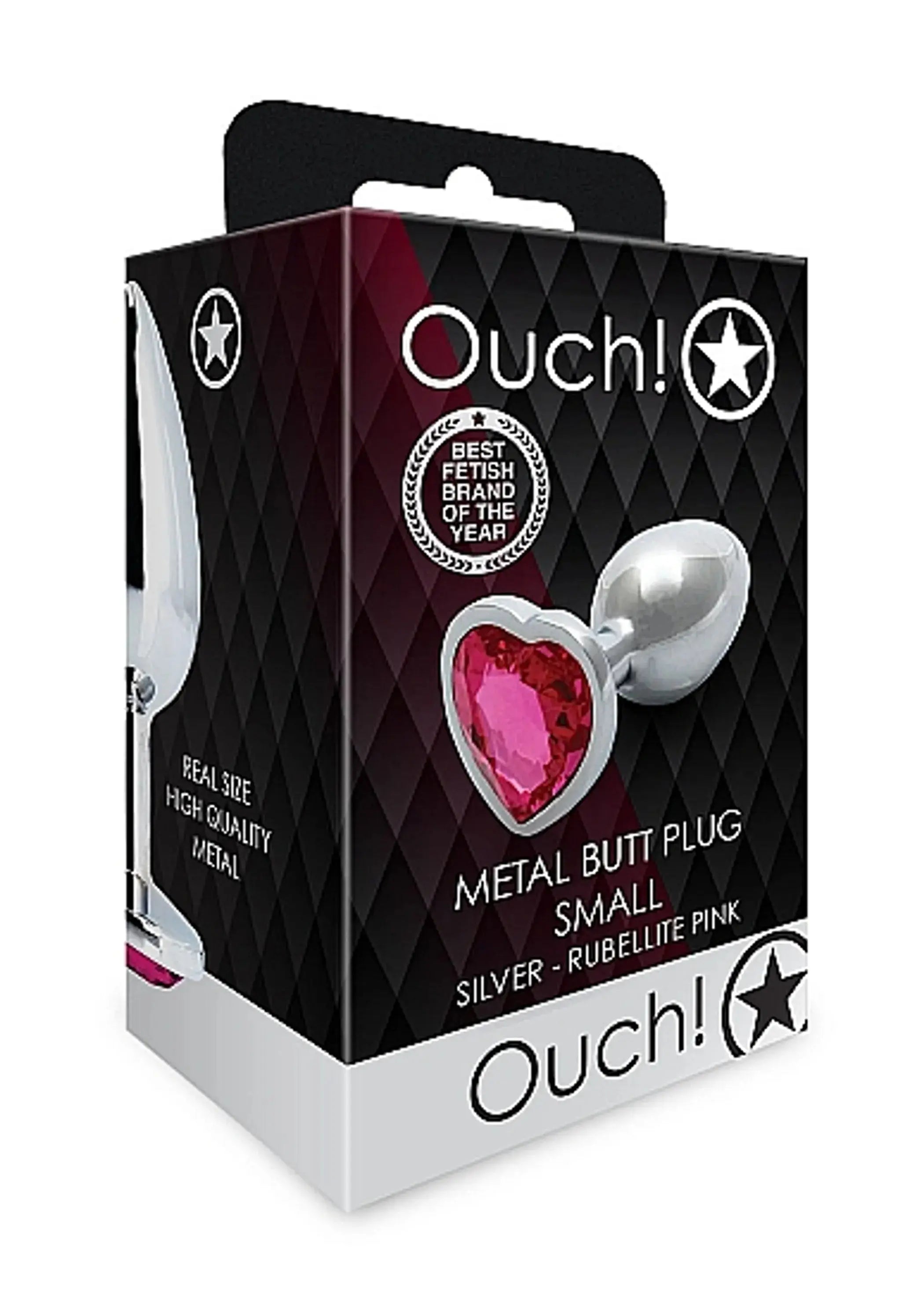 Heart Gem Small Butt Plug Silver Rubellite Pink SHOTS AMERICA