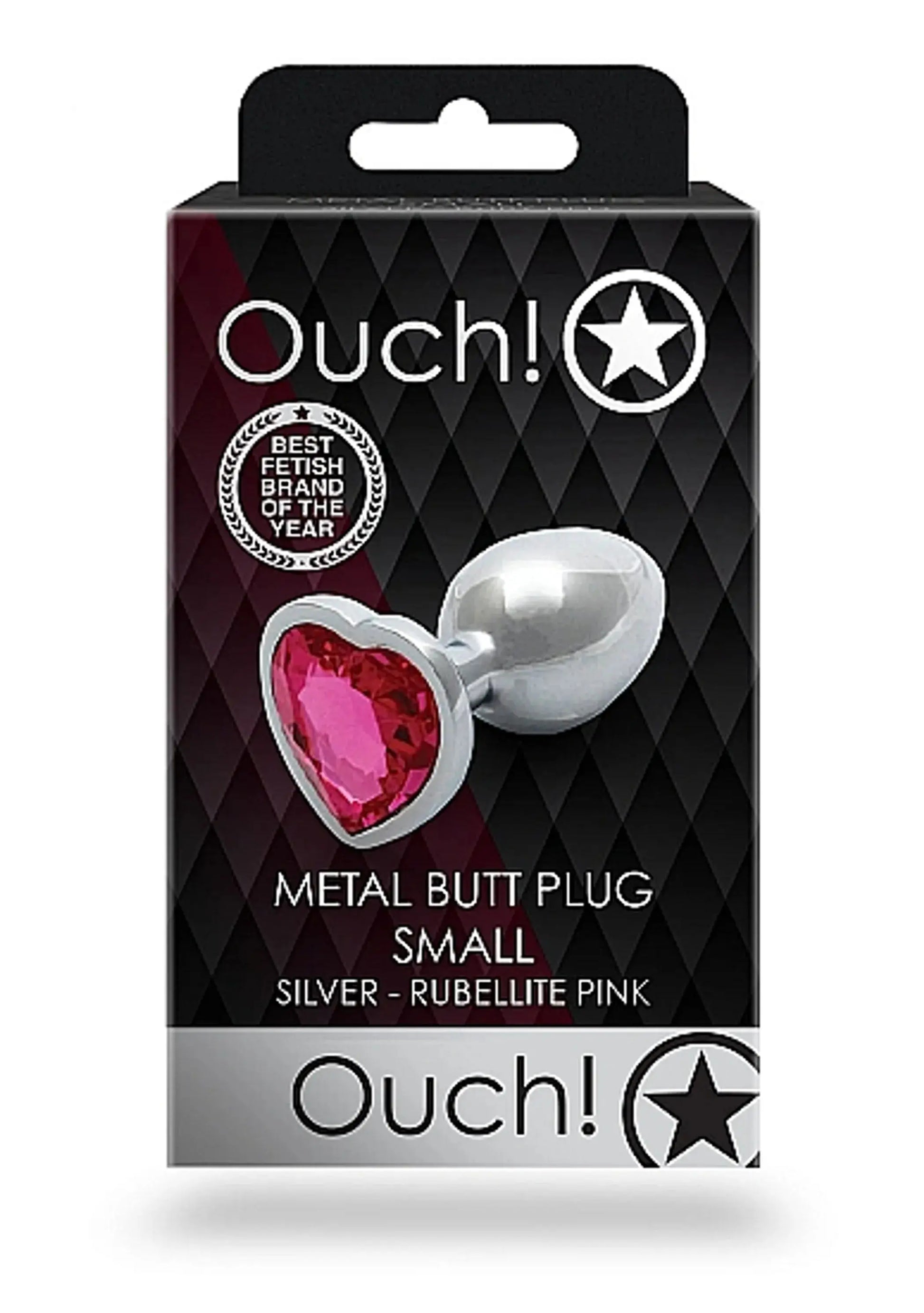 Heart Gem Small Butt Plug Silver Rubellite Pink SHOTS AMERICA
