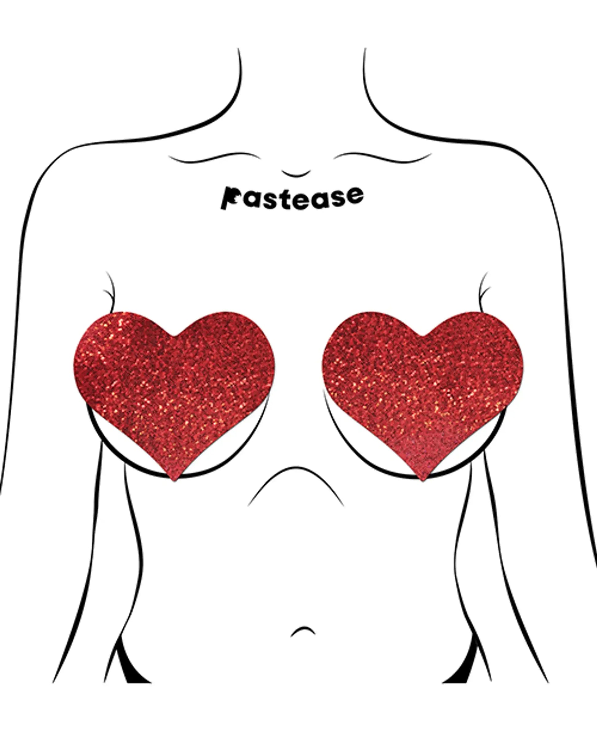 Heart Glitter Red Pasties Pastease