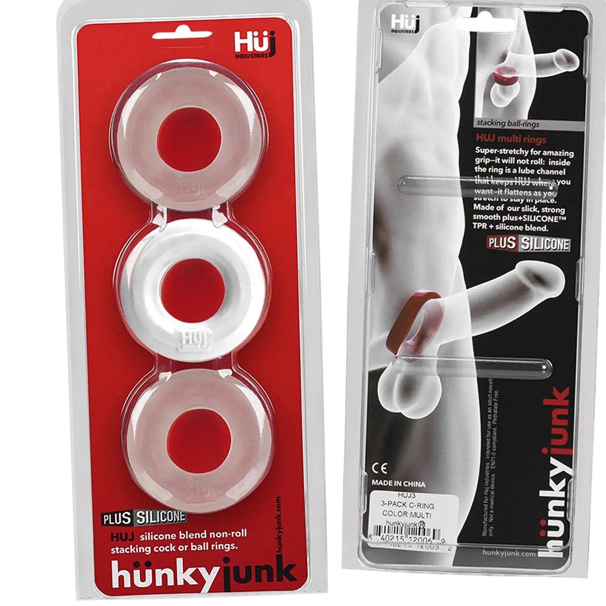 Hunkyjunk HUJ C-Ring 3 Pack White Ice & Clear OXBALLS
