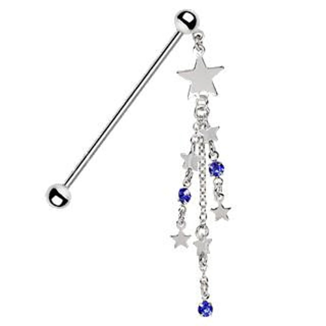 Stainless Steel Cascading Stars Industrial Barbell Fashion Hut Jewelry