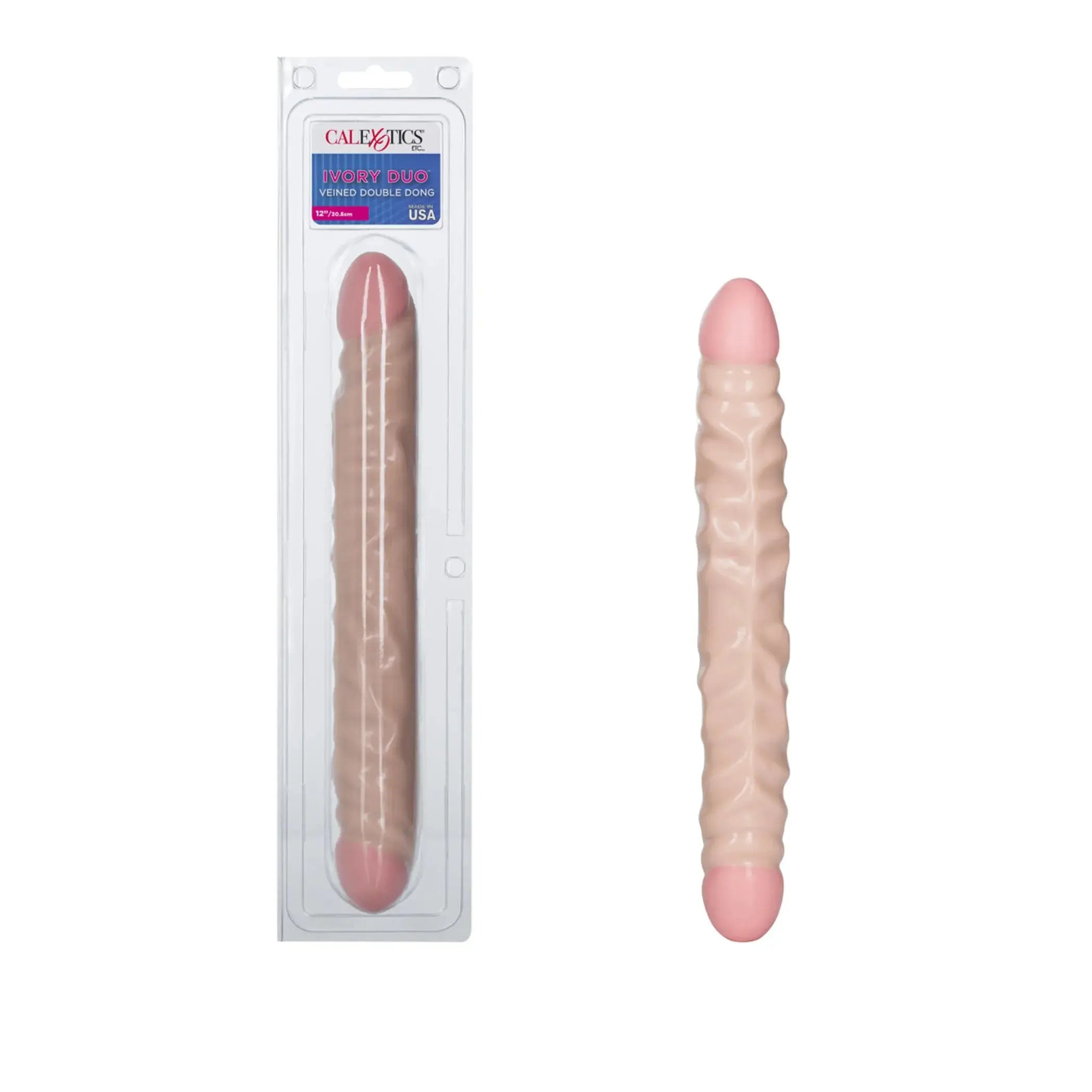 IVORY DUO-12IN DOUBLE DONG VEINED California Exotic Novelties