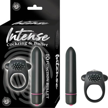 Intense Cock Ring & Bullet Vibrator Black Nasstoys