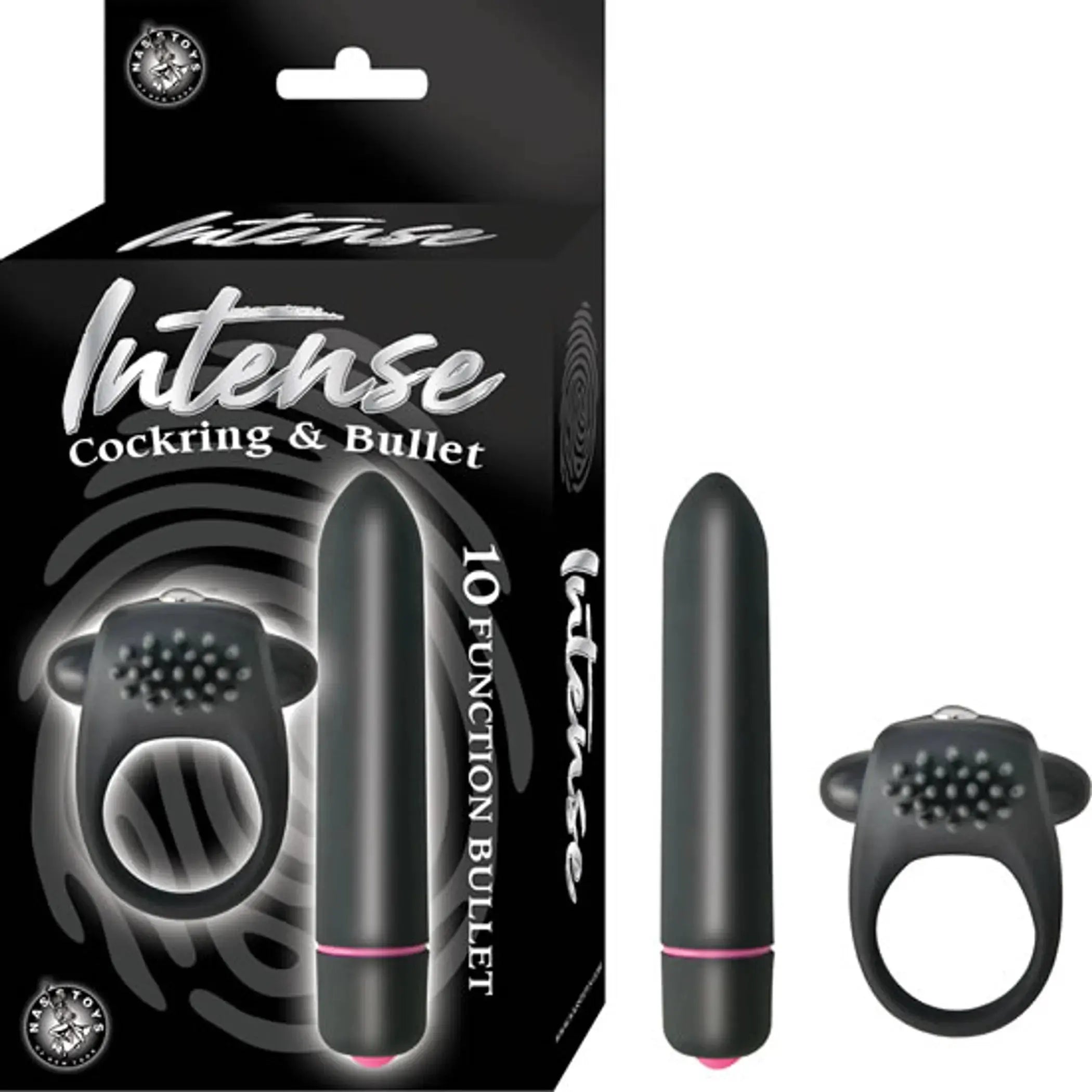 Intense Cock Ring & Bullet Vibrator Black Nasstoys