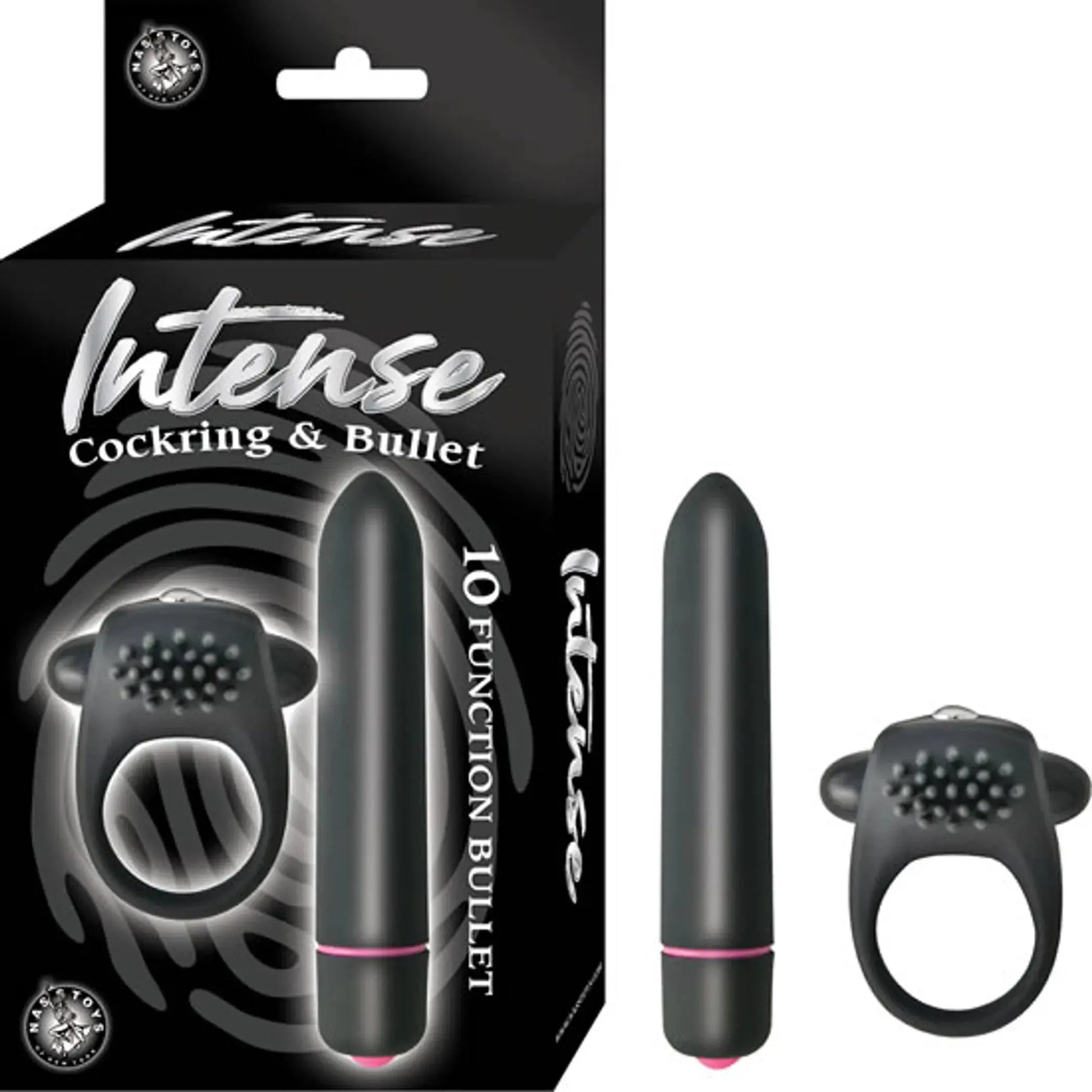 Intense Cock Ring & Bullet Vibrator Black Nasstoys