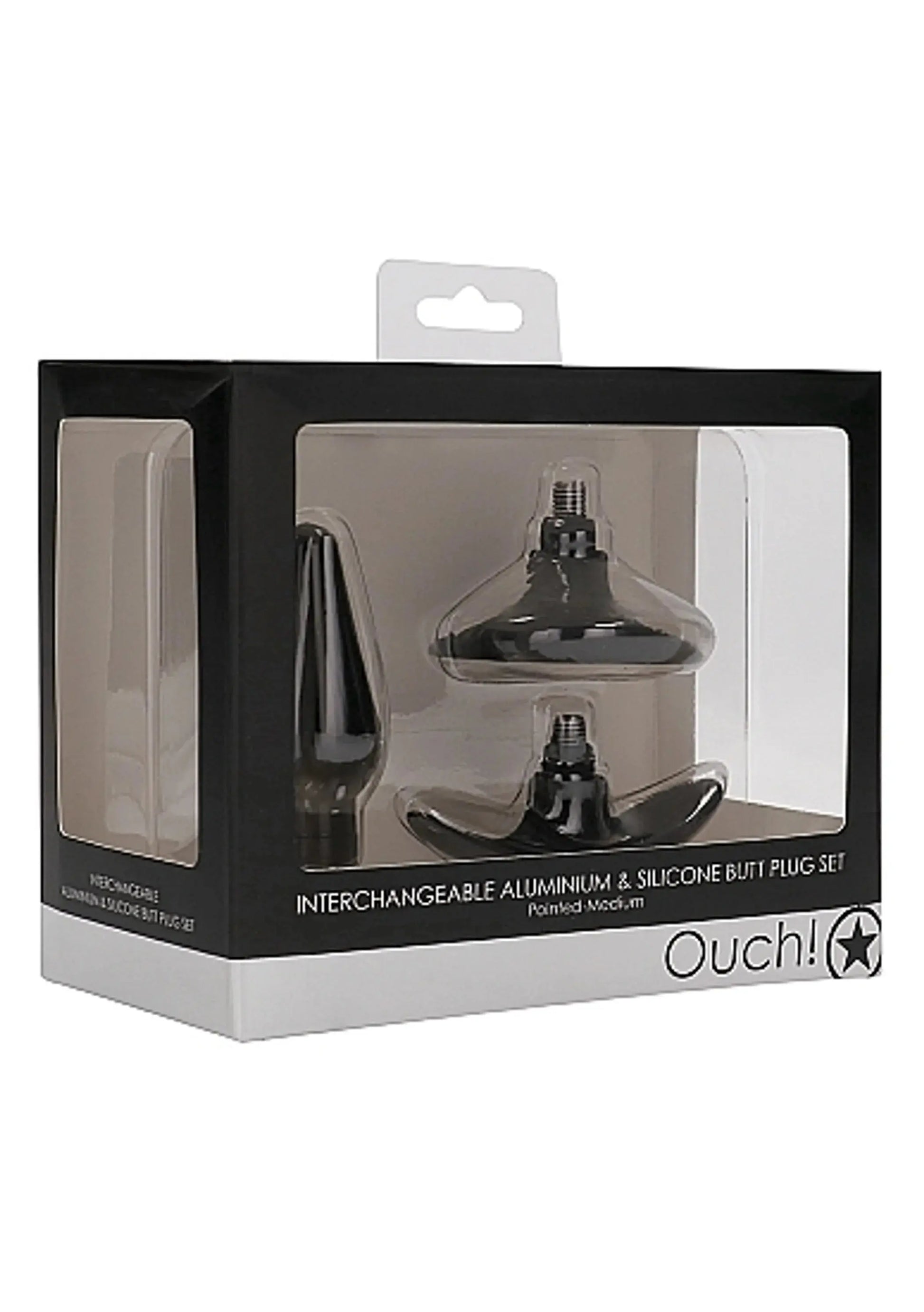 Interchangeable Medium Pointed Butt Plug Black SHOTS AMERICA