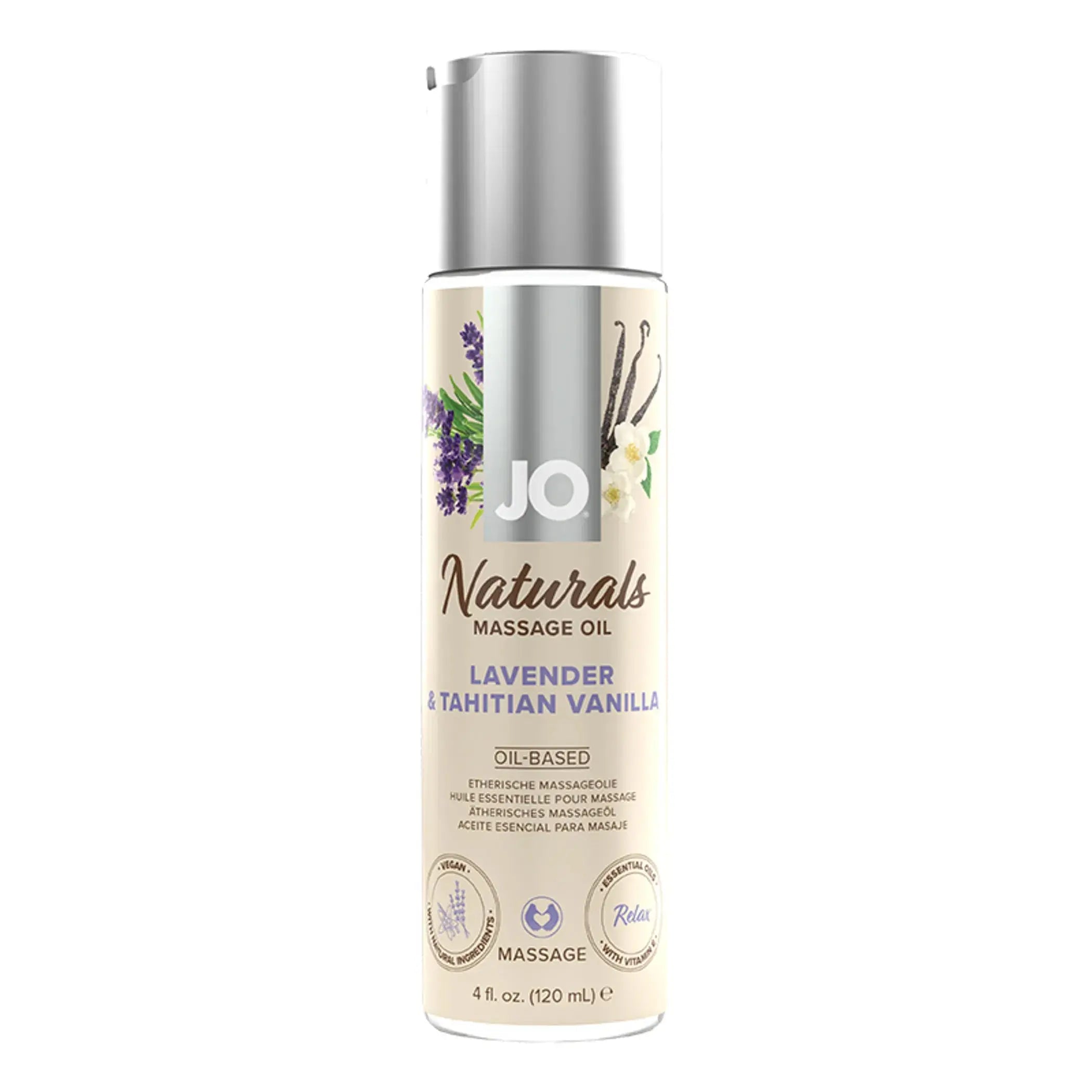 JO NATURALS MASSAGE OIL LAVENDER & VANILLA 4 OZ System JO