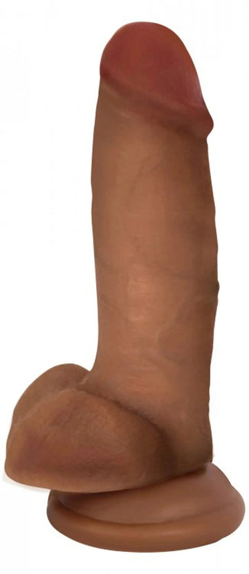 JOCK BARESKIN 7IN LATTE DILDO W/ BALLS CURVE NOVELTIES