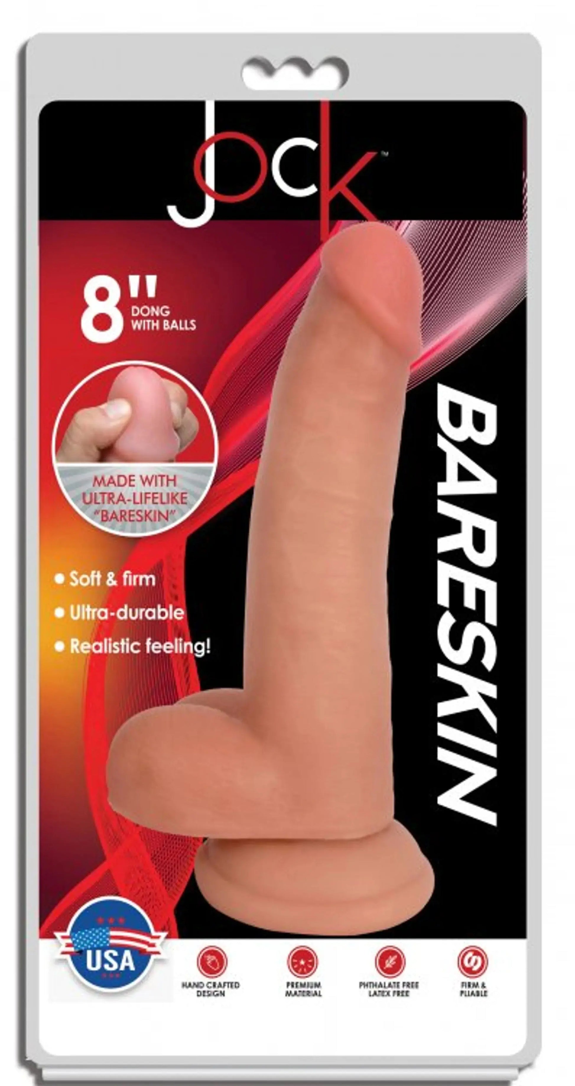JOCK BARESKIN 8IN VANILLA DILDO W/ BALLS CURVE NOVELTIES