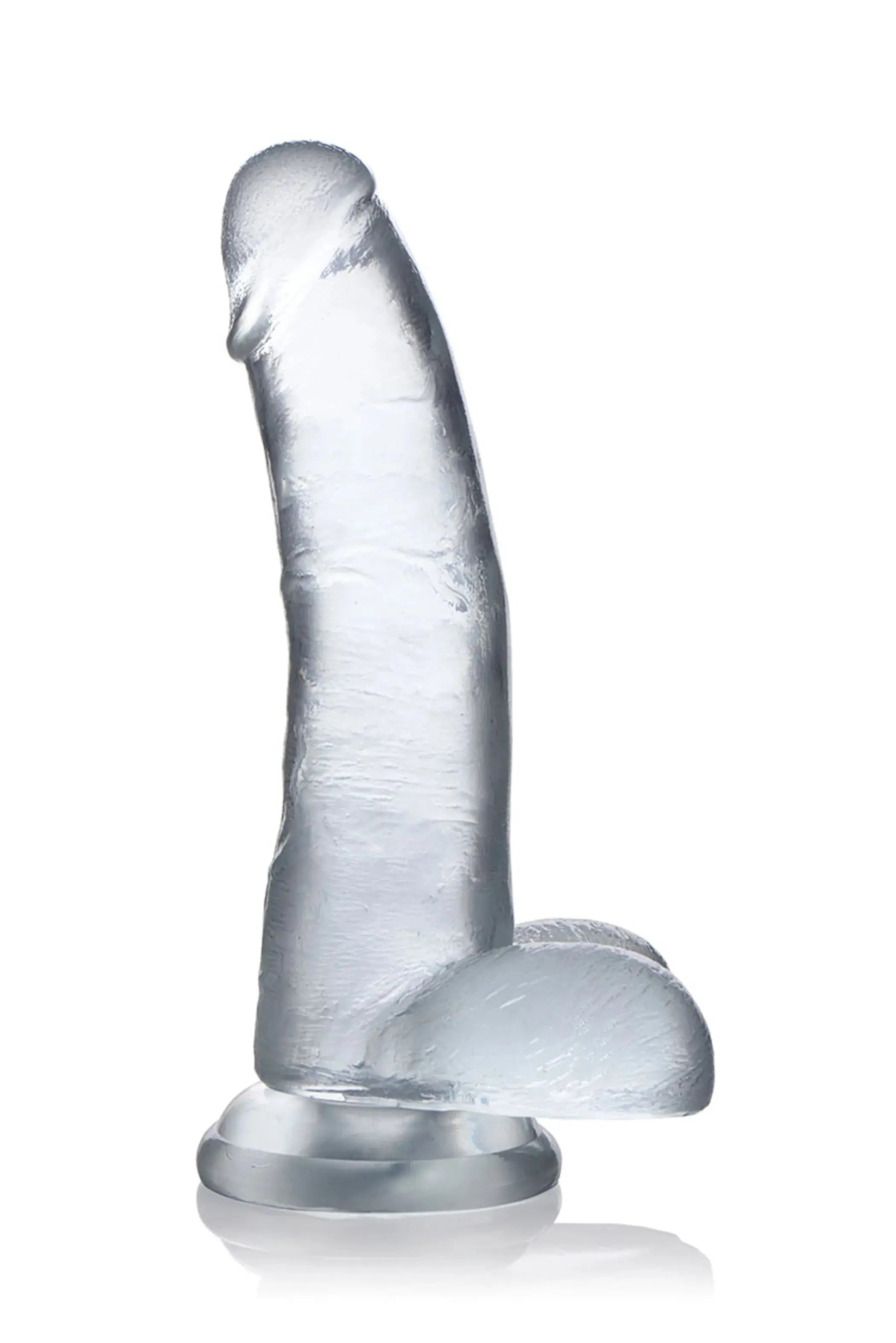 JOCK C-THRU 8IN CLEAR DILDO W/ BALLS TPE CURVE NOVELTIES