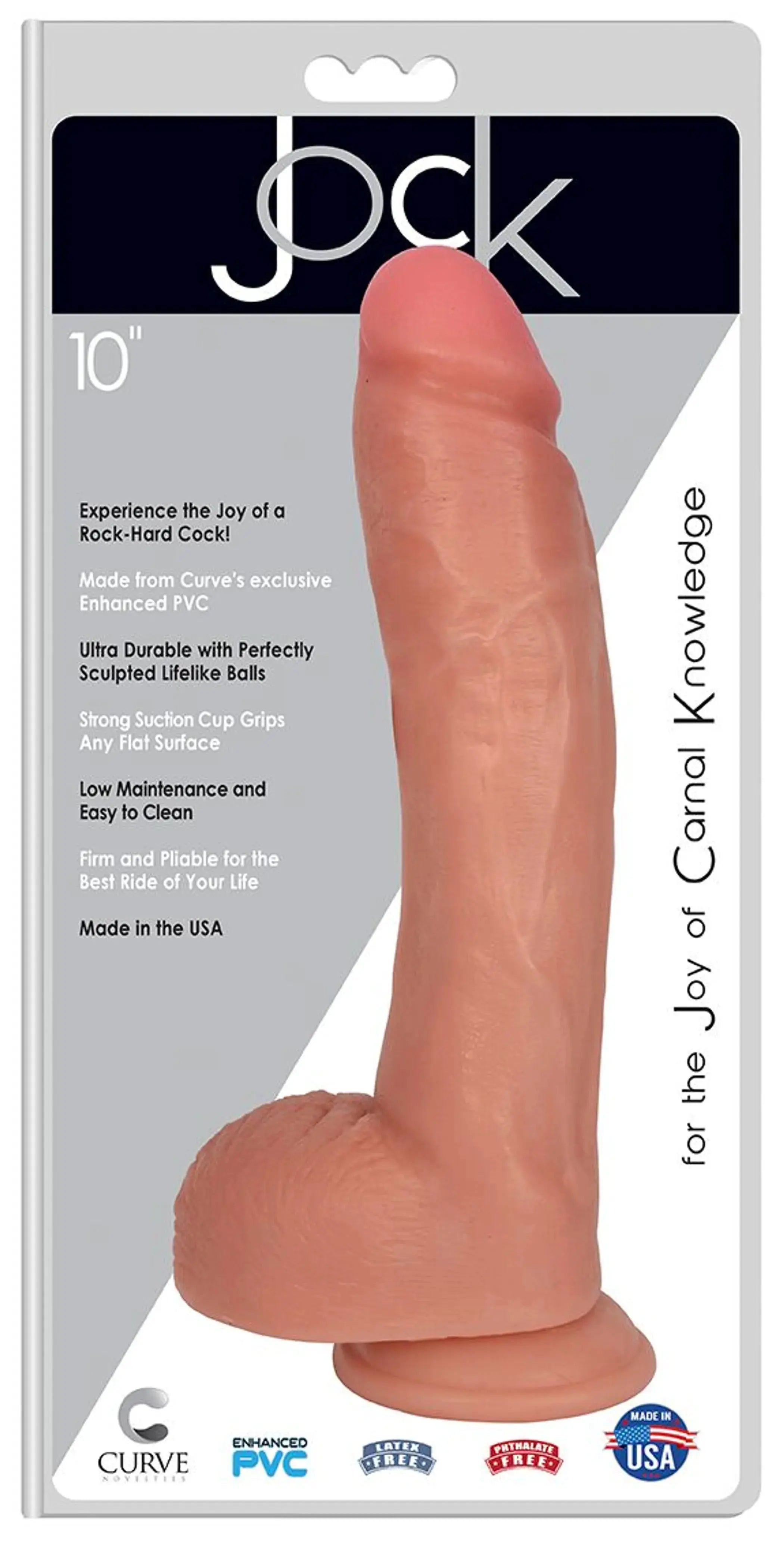 JOCK DONG W/BALLS 10IN BEIGE CURVE NOVELTIES