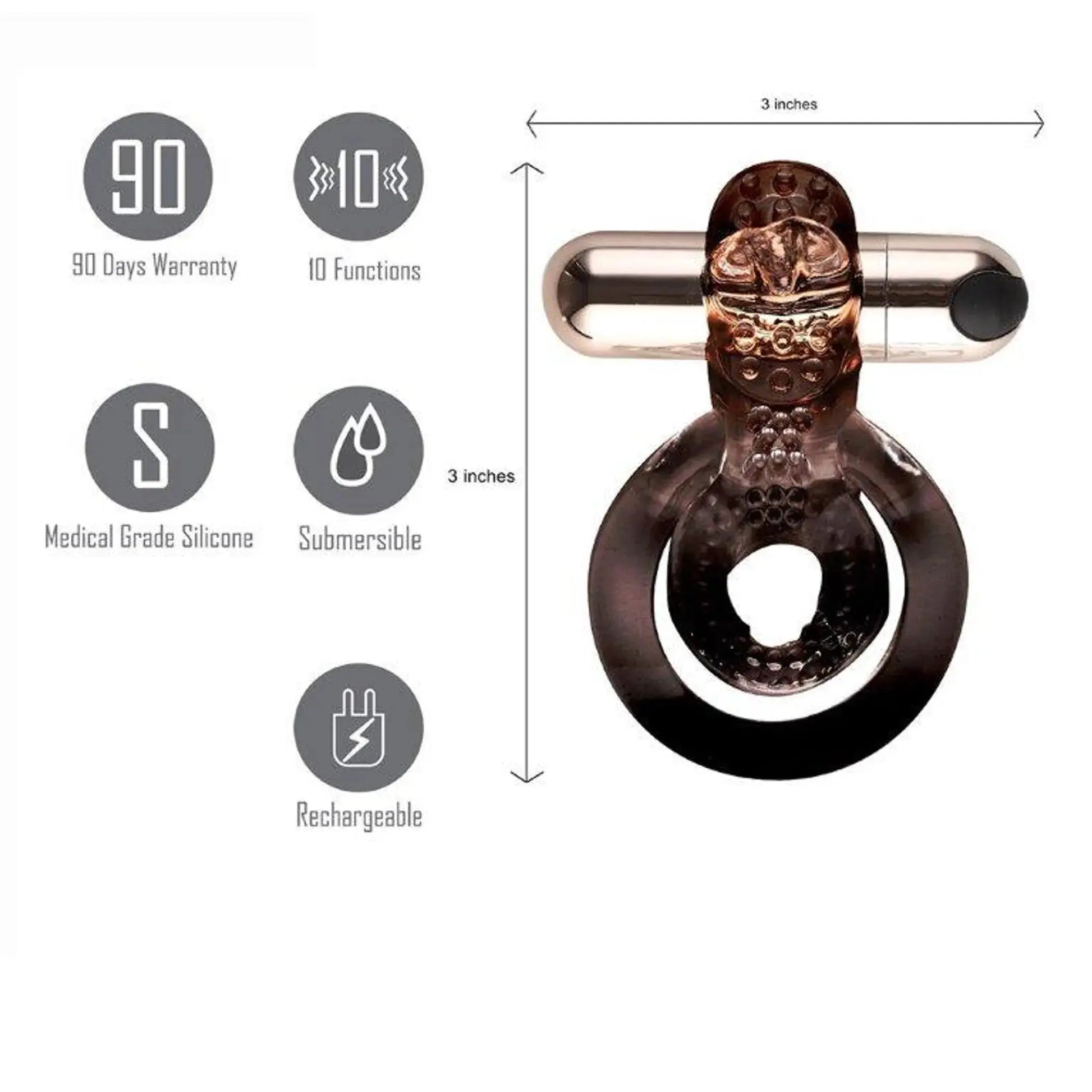 Jayden Rose Gold Rechargeable Vibrating Ring Maia Toys