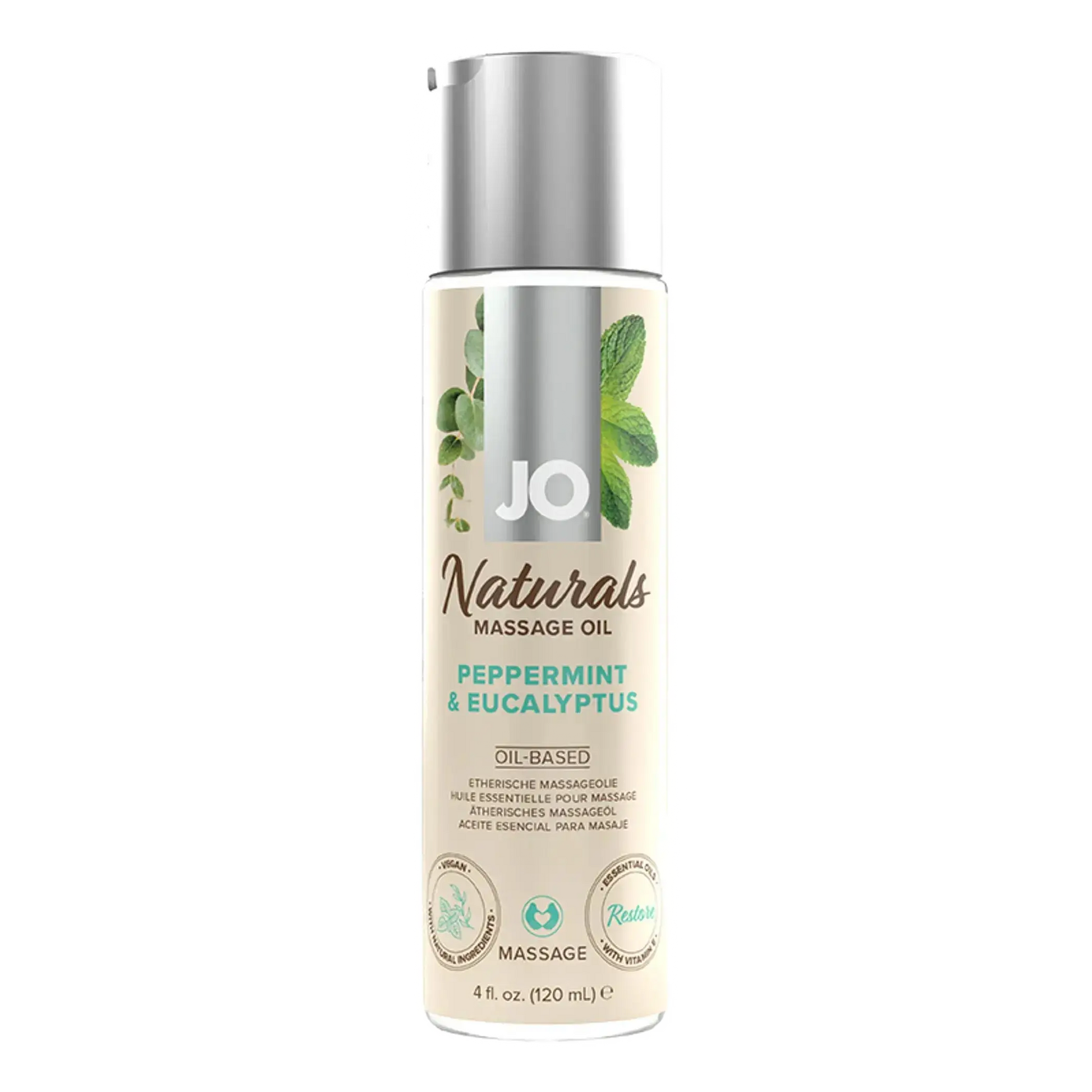 JO NATURALS MASSAGE OIL PEPPERMINT & EUCALYPTUS 4 OZ System JO
