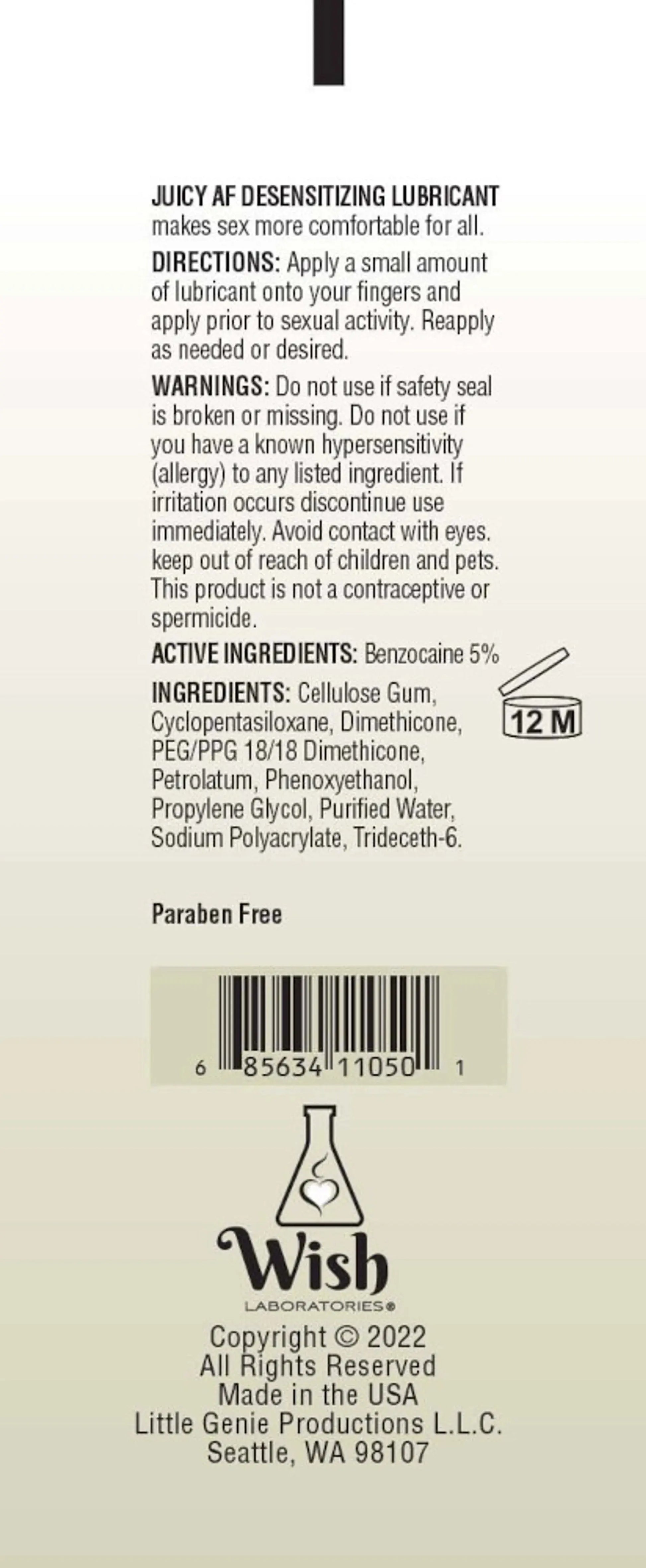 Juicy AF Desensitizing Gel Lube 2oz Little Genie