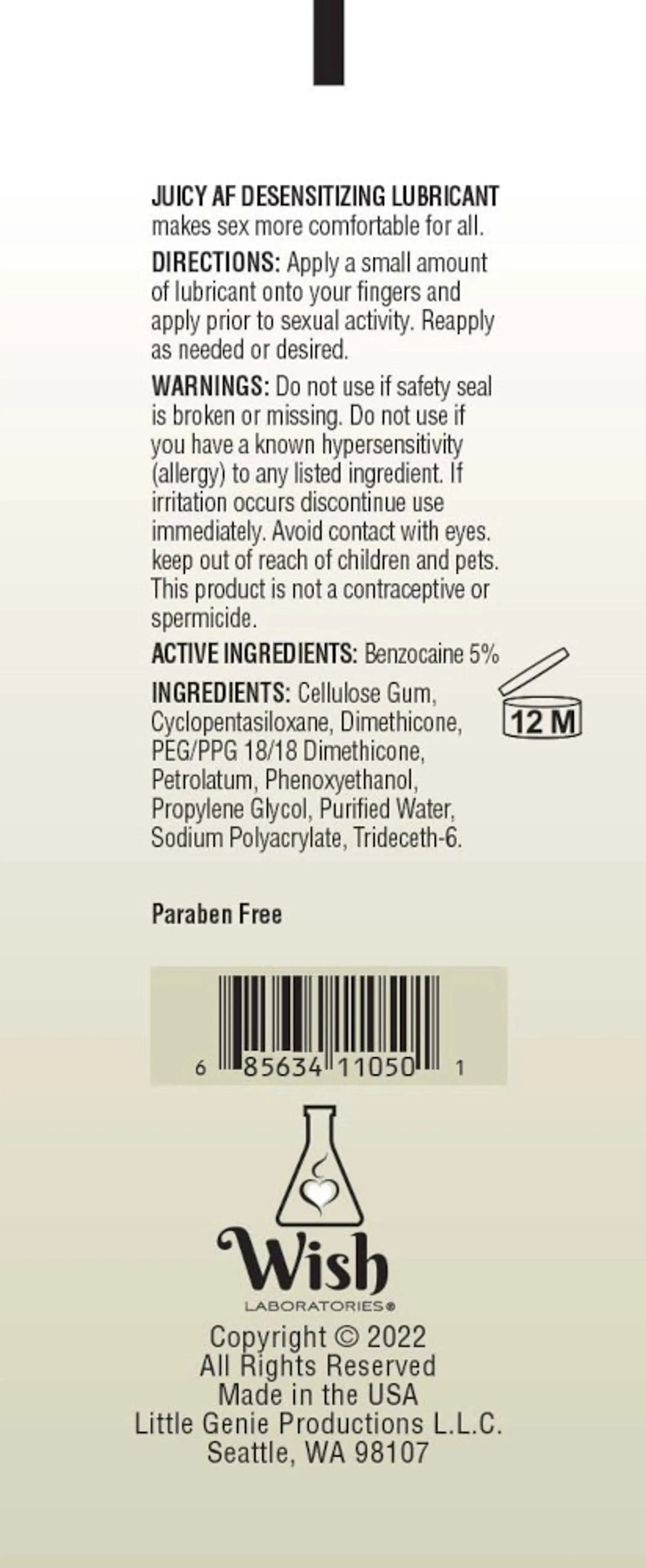 Juicy AF Desensitizing Gel Lube 2oz Little Genie