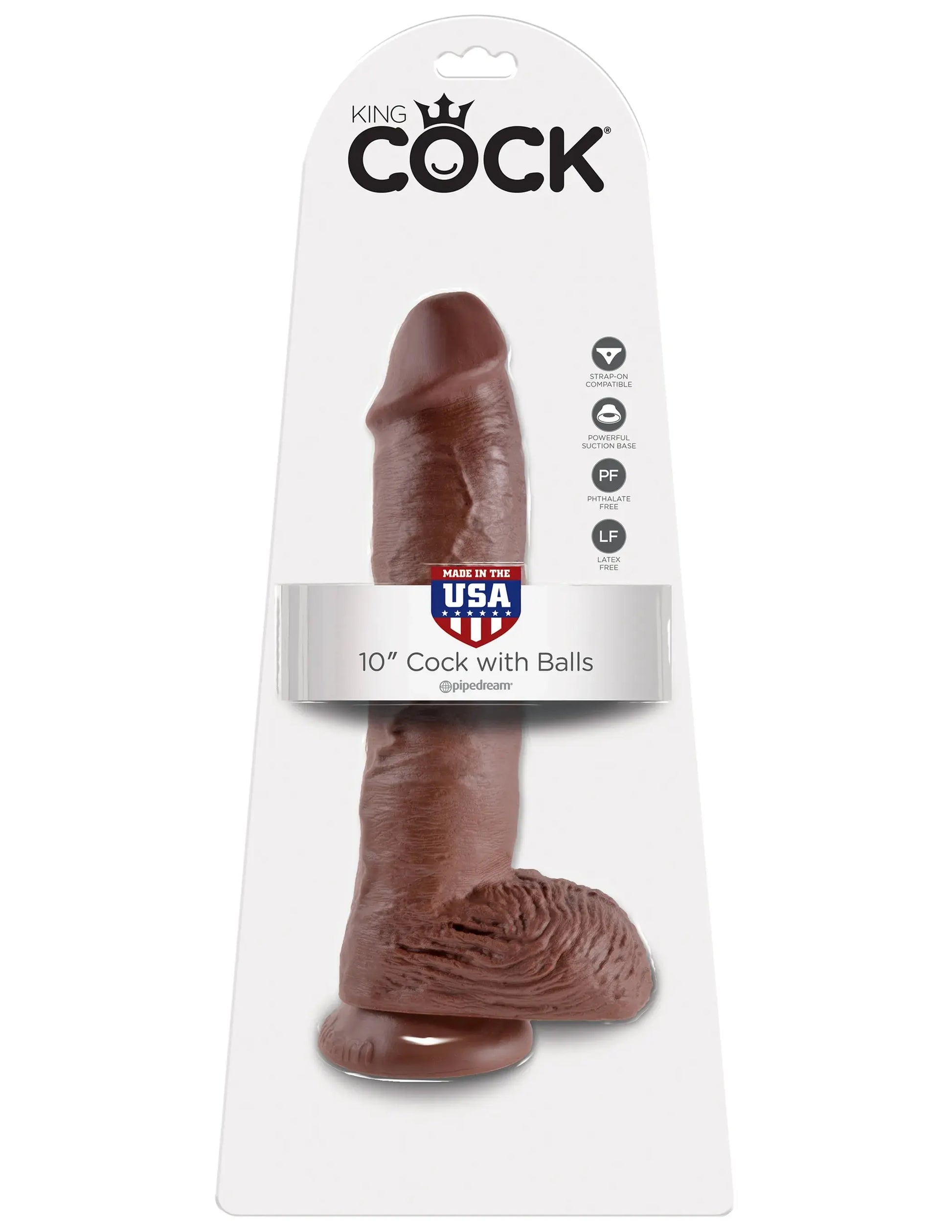 KING COCK 10 IN COCK W/BALLS BROWN Pipedream Products
