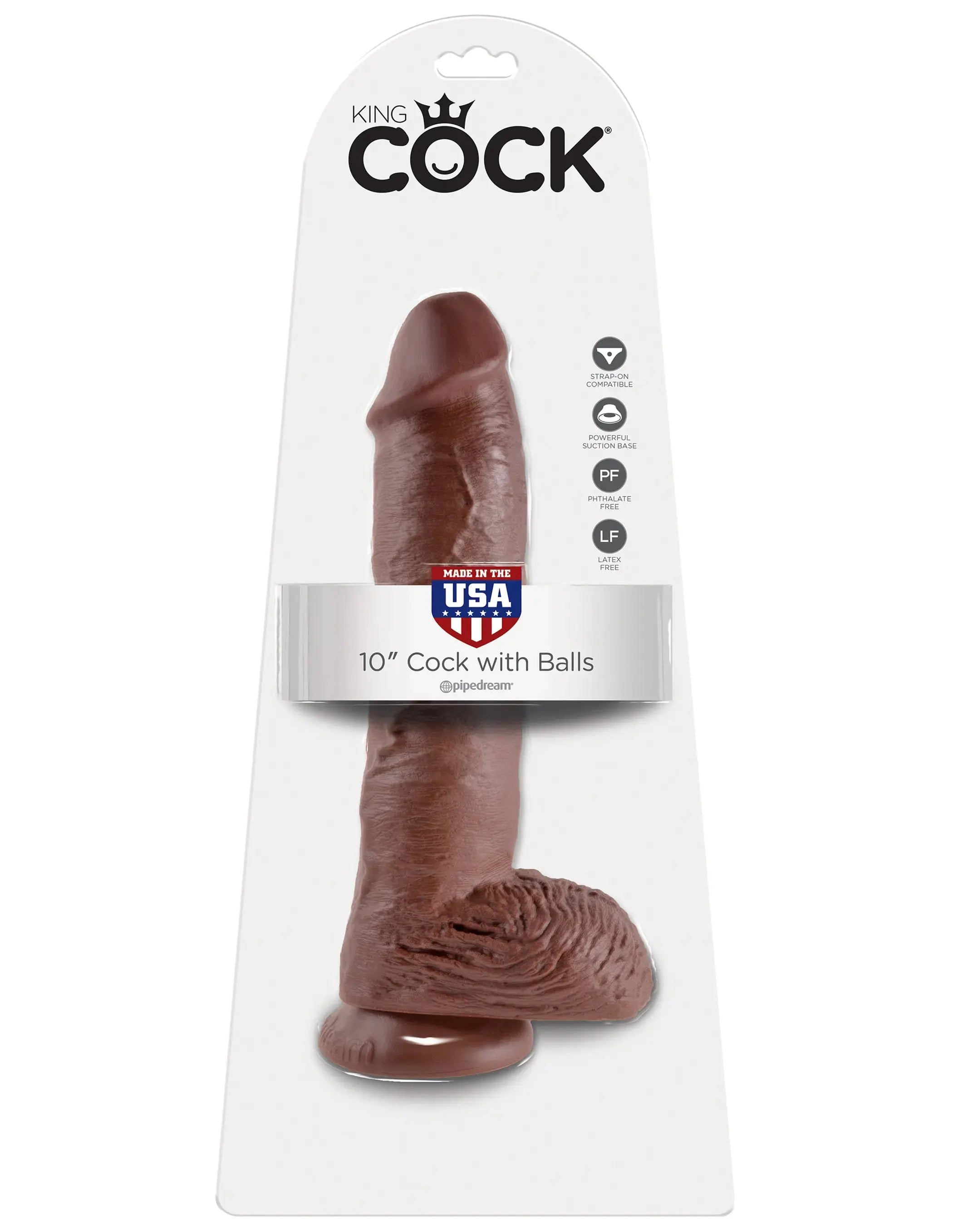 KING COCK 10 IN COCK W/BALLS BROWN Pipedream Products