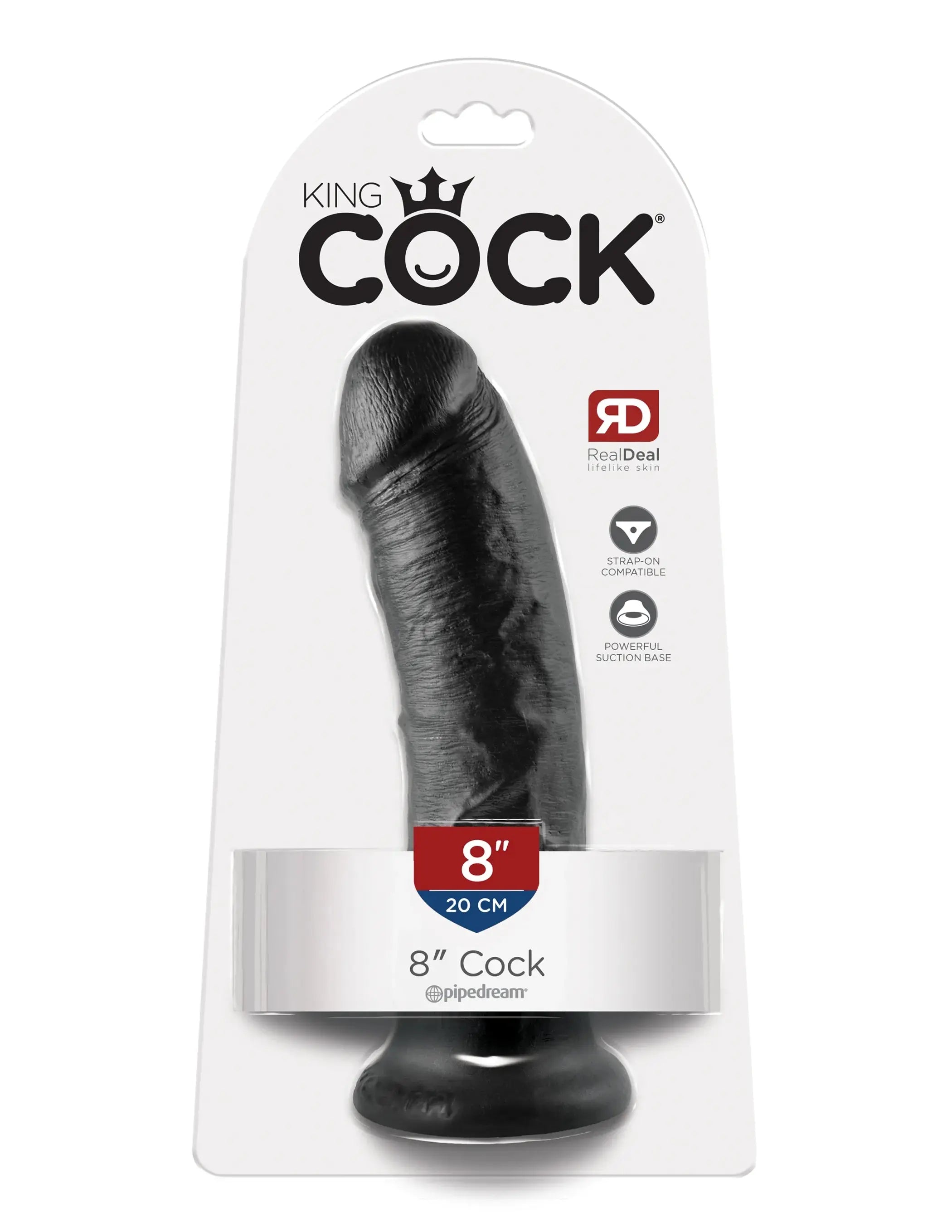 KING COCK 8 IN COCK BLACK Pipedream Products