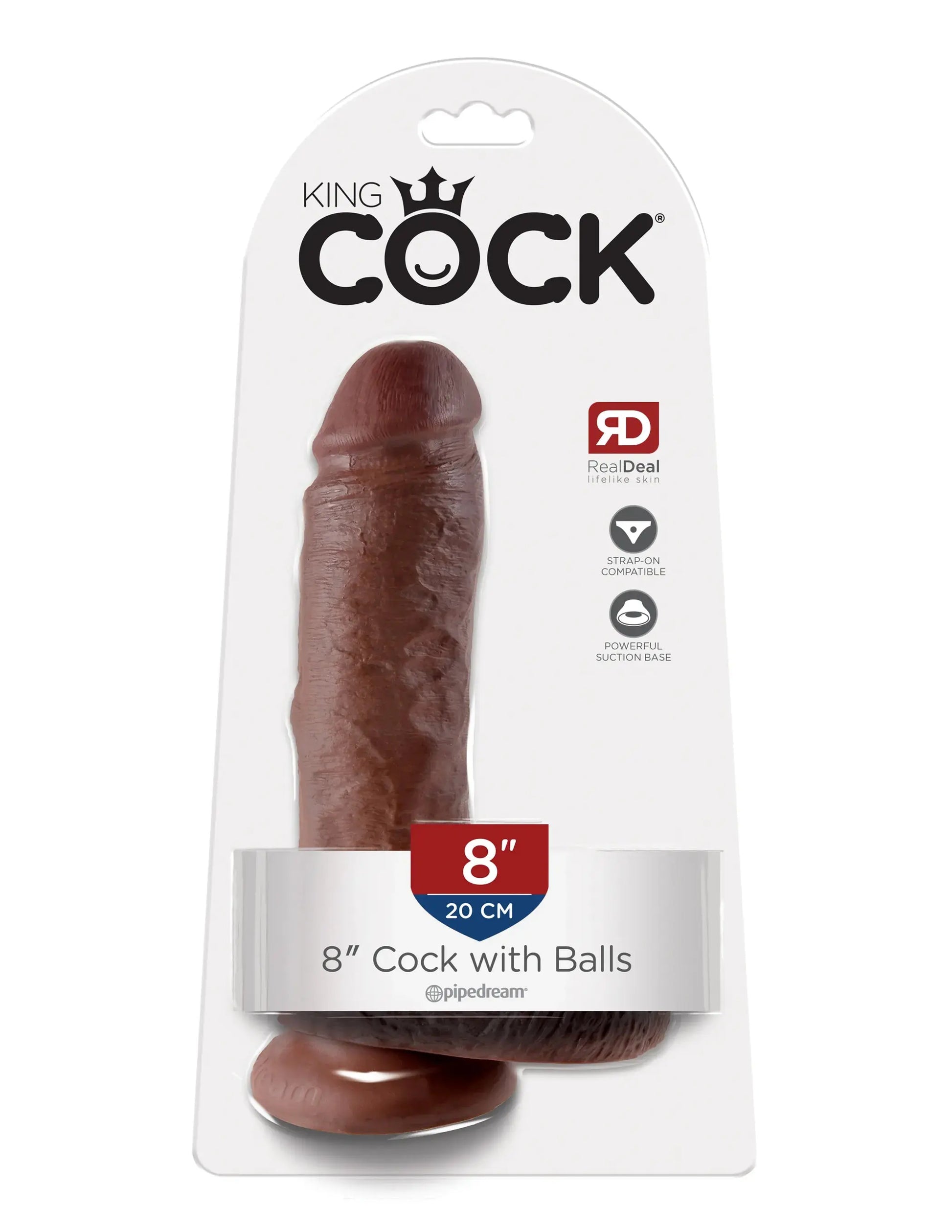 KING COCK 8 IN COCK W/BALLS BROWN Pipedream Products