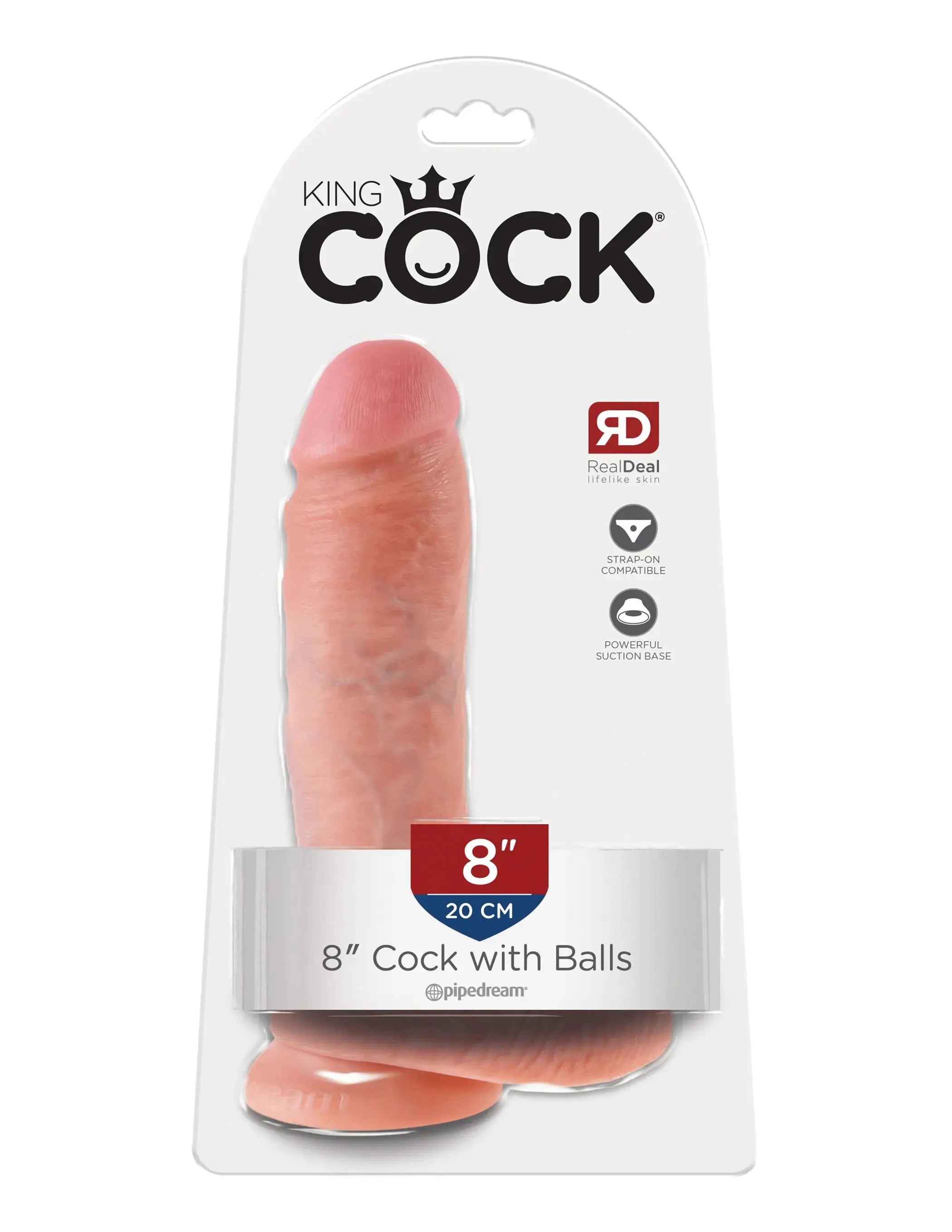 KING COCK 8 IN COCK W/BALLS FLESH Pipedream Products