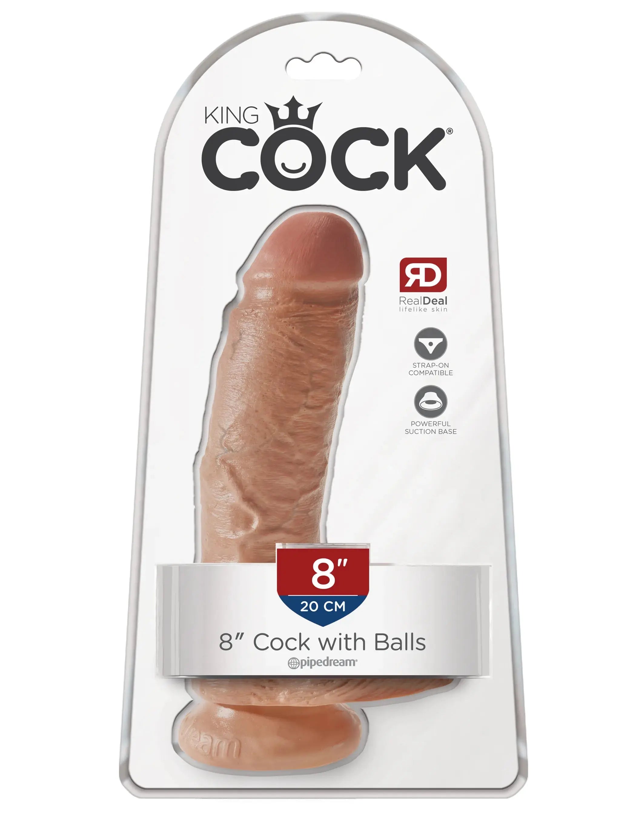 KING COCK 8 IN COCK W/BALLS TAN Pipedream Products