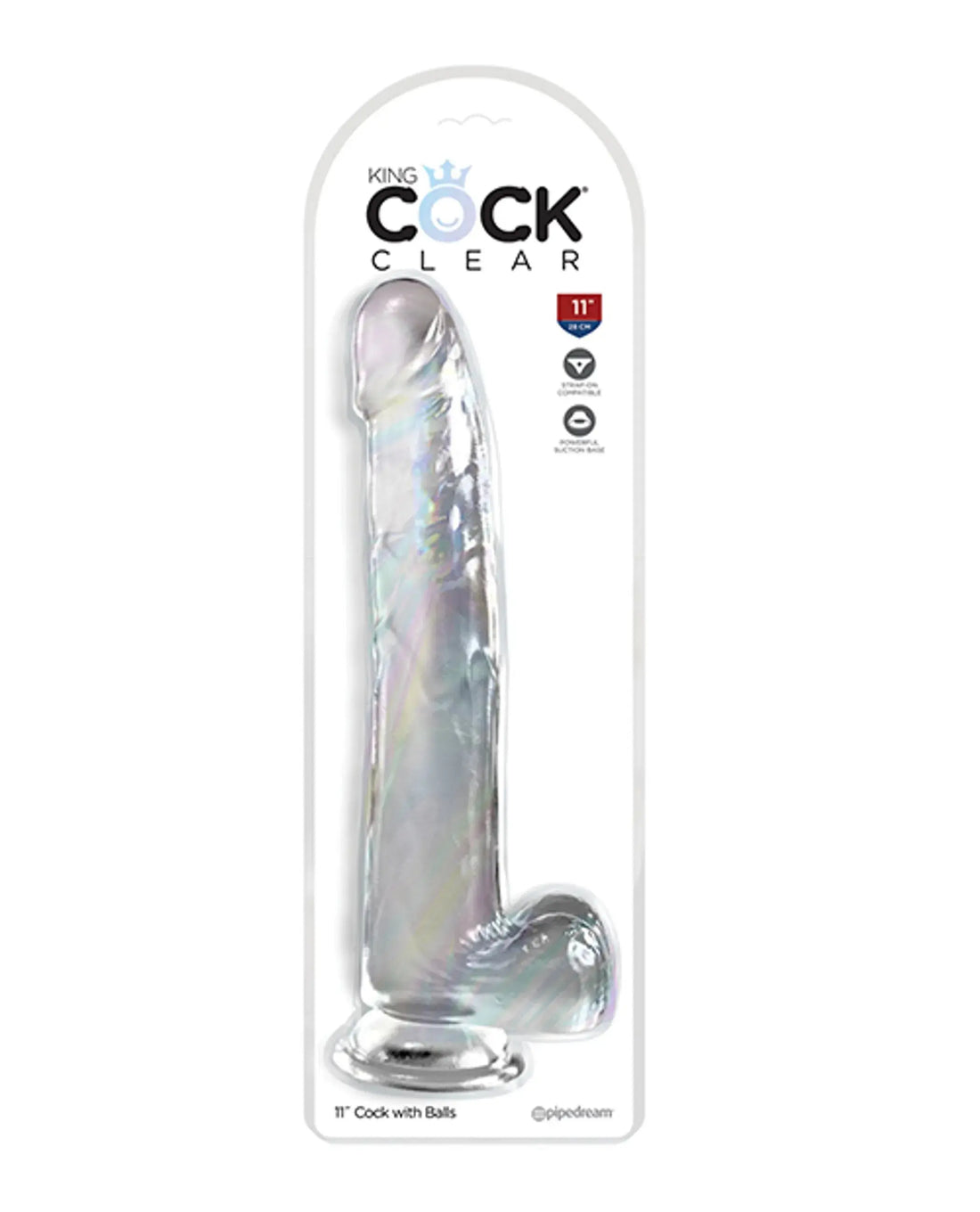 KING COCK CLEAR 11IN W/ BALLS Pipedream Products