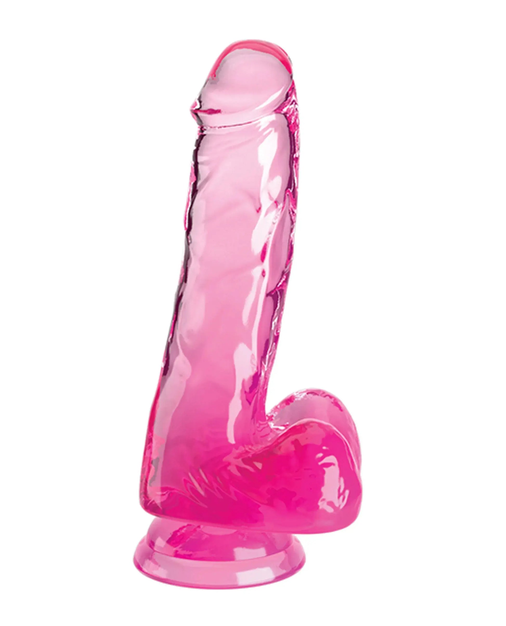 KING COCK CLEAR 6IN W/ BALLS PINK Pipedream Products