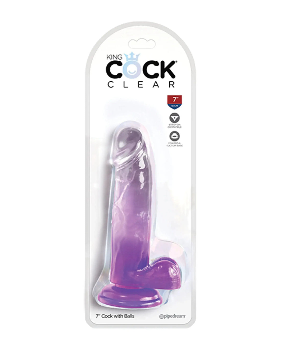 KING COCK CLEAR 7IN W/ BALLS PURPLE Pipedream Products