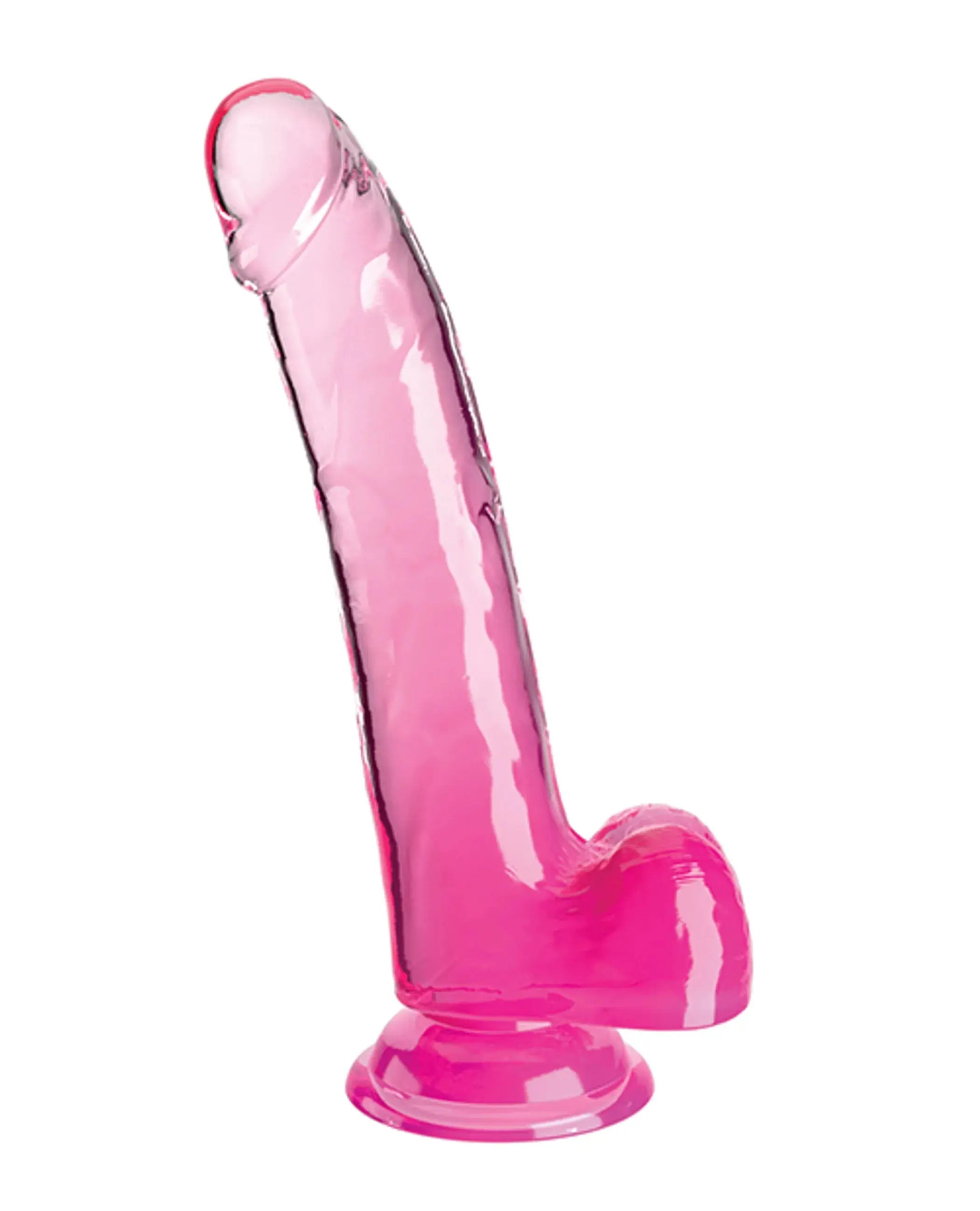 KING COCK CLEAR 9IN W/ BALLS PINK Pipedream Products