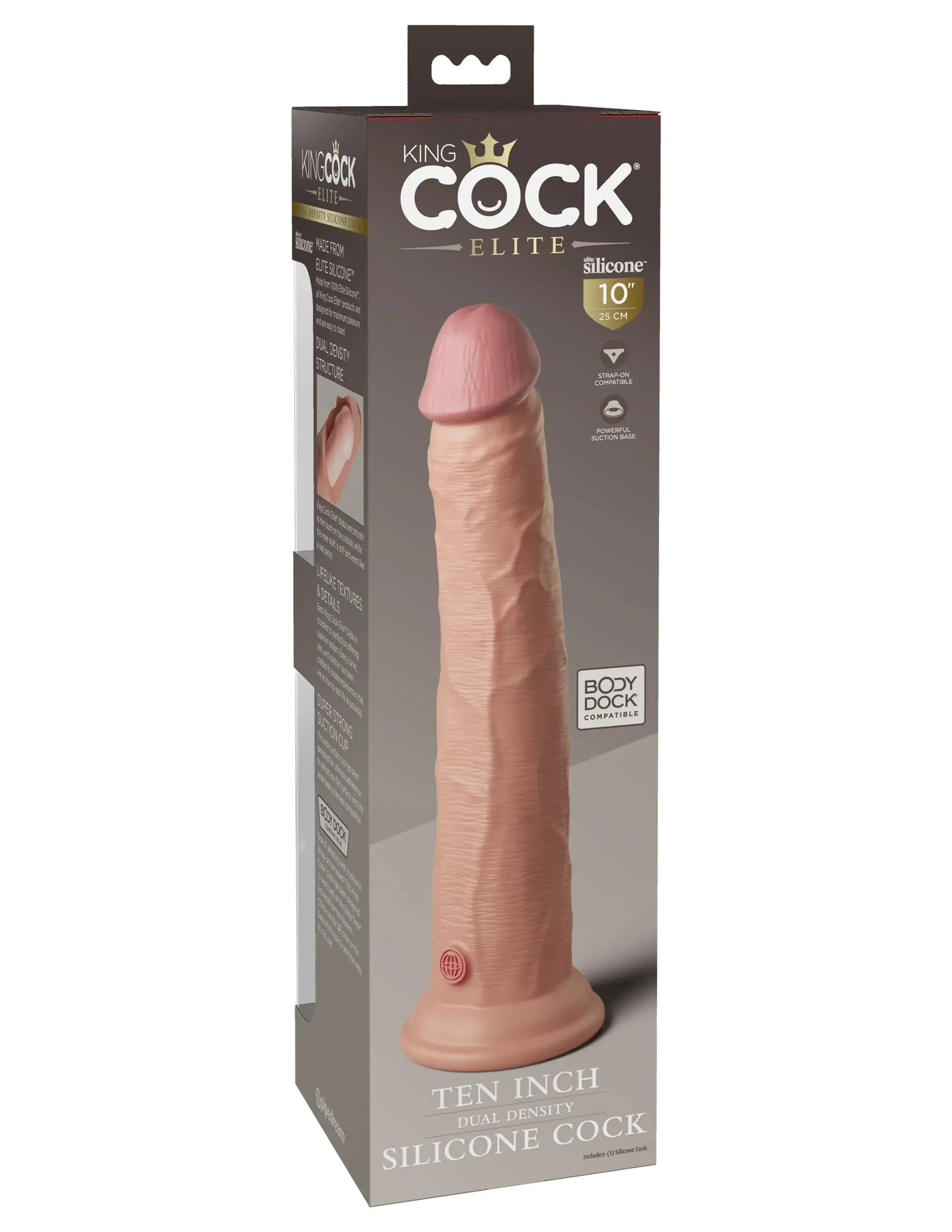 KING COCK ELITE 10 IN DUAL DENSITY LIGHT Pipedream Products