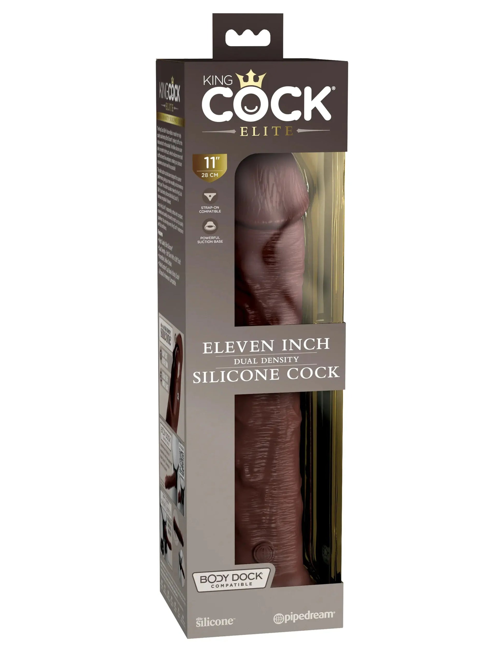 KING COCK ELITE 11 IN DUAL DENSITY BROWN Pipedream Products