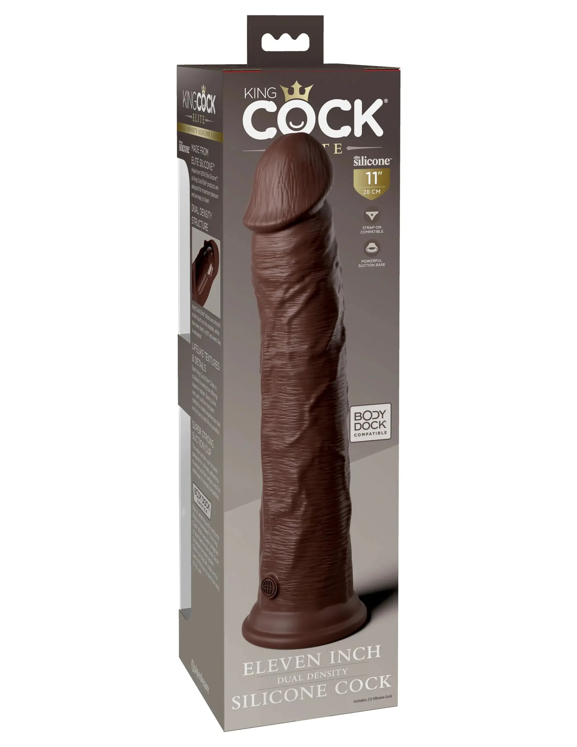 KING COCK ELITE 11 IN DUAL DENSITY BROWN Pipedream Products