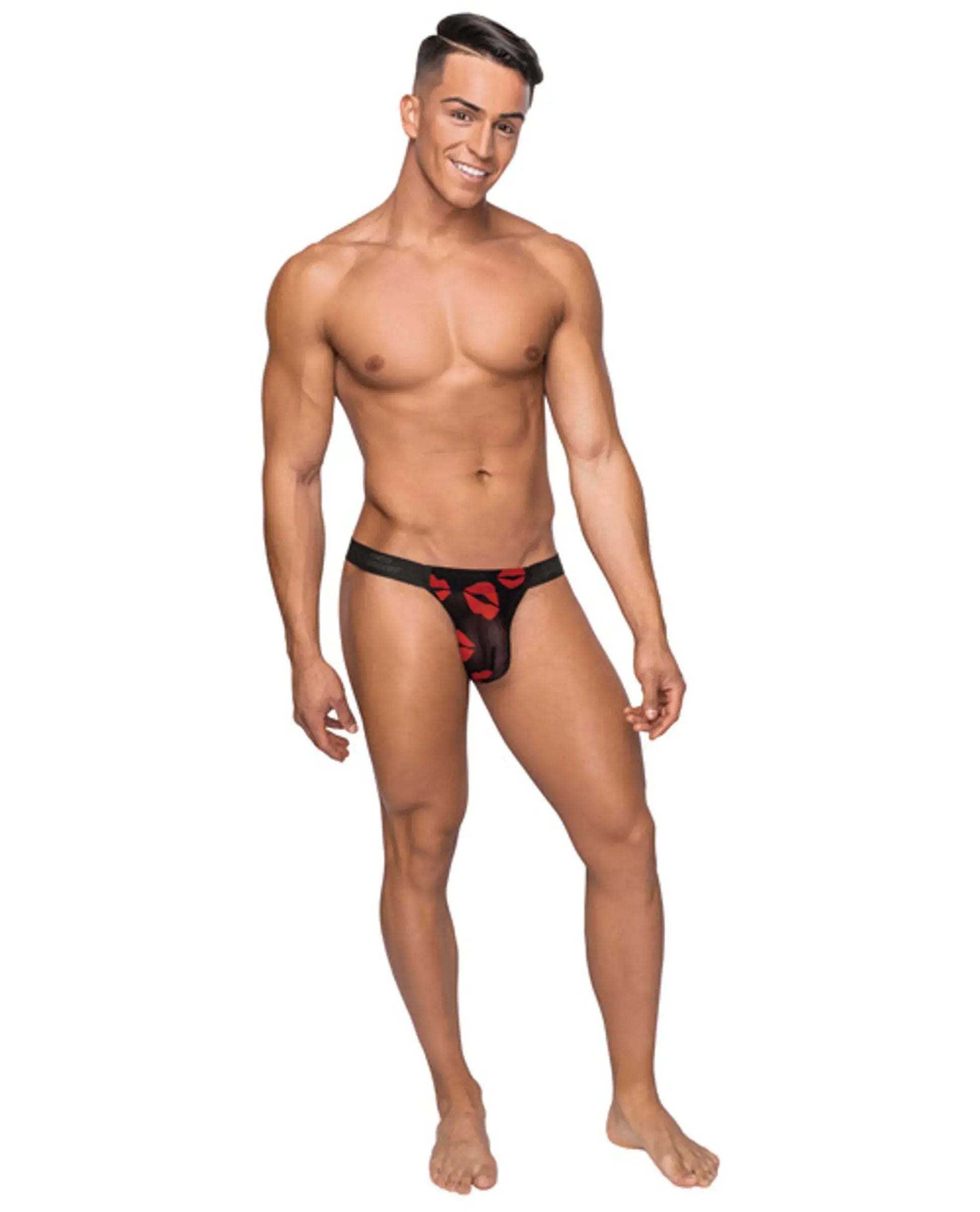 KISS ME MICRO THONG V LIPS PRINT S/M Male Power Lingerie