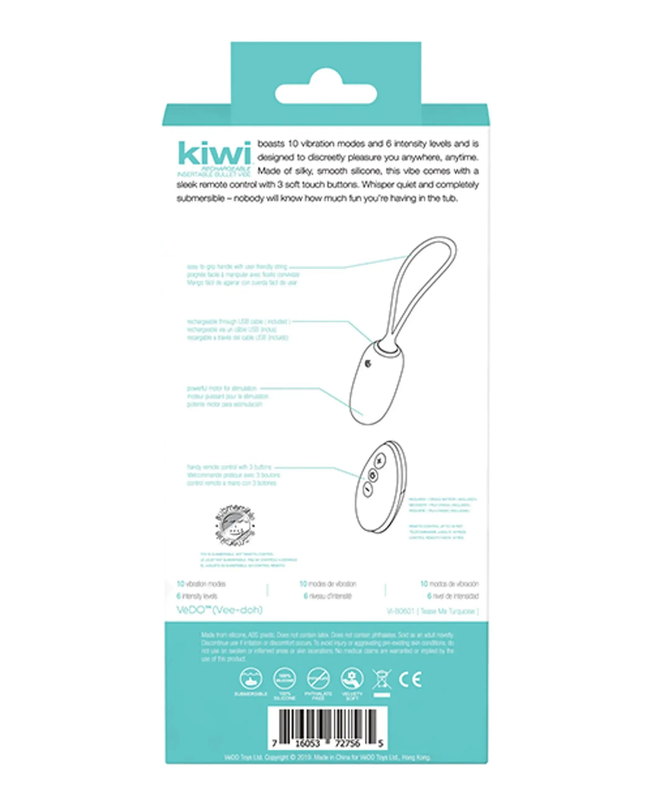 Kiwi Rechargeable Bullet Tease Me Turquoise Vedo