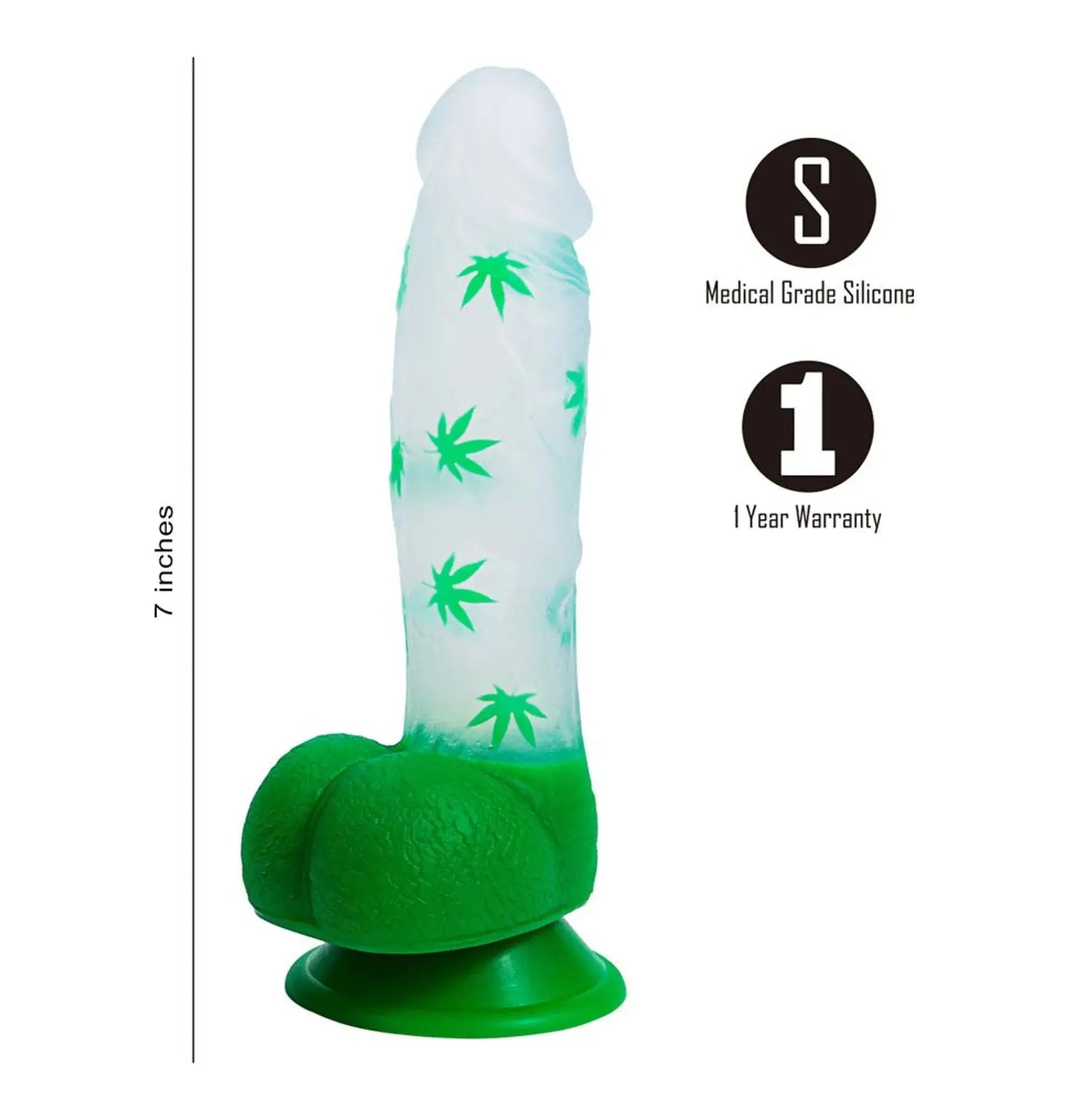 LEIF 7 IN 420 POT LEAF PRINT SILICONE DONG Maia Toys
