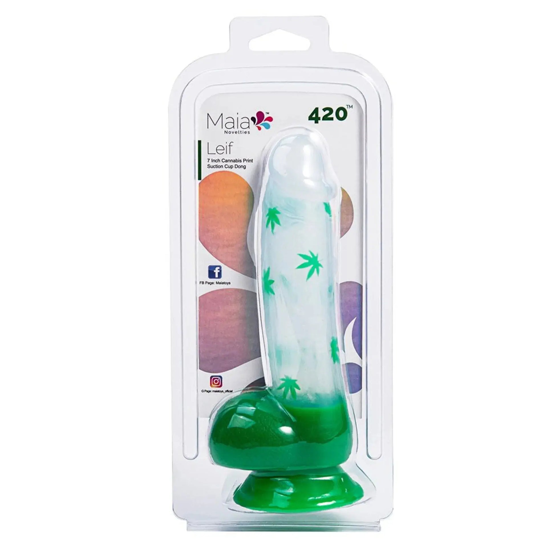 LEIF 7 IN 420 POT LEAF PRINT SILICONE DONG Maia Toys