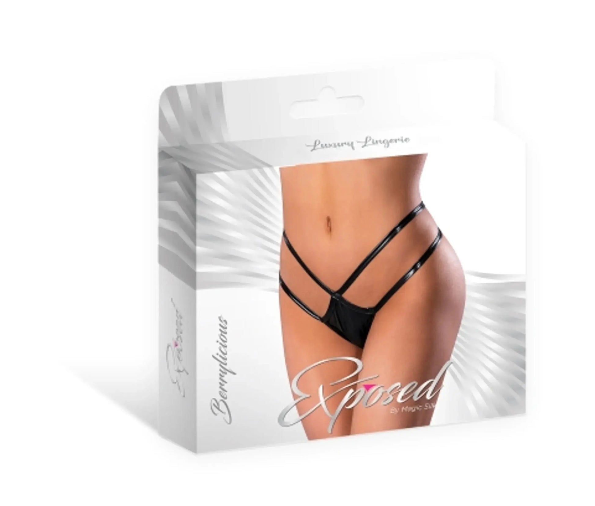 LIQUID ONYX CROTCHLESS PANTY BLACK L/XL Magic Silk Lingerie