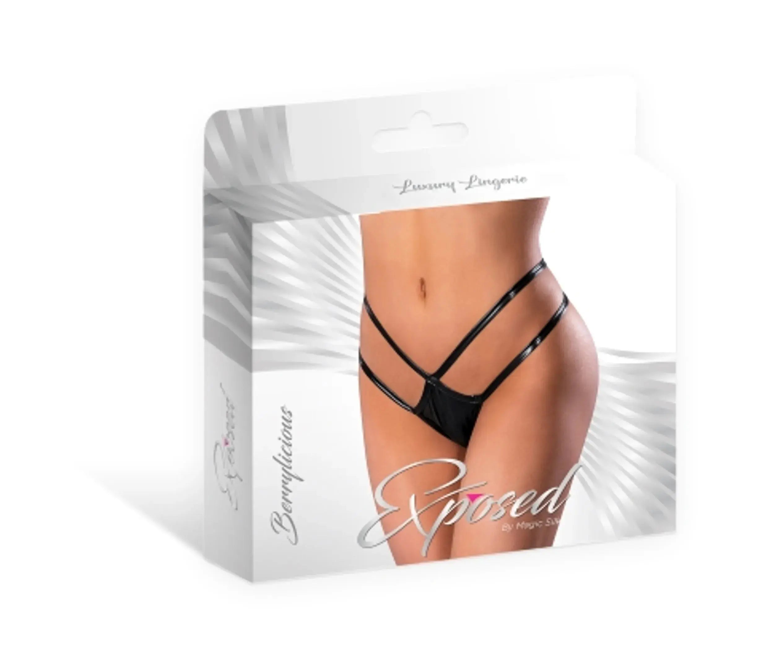 LIQUID ONYX CROTCHLESS PANTY BLACK L/XL Magic Silk Lingerie
